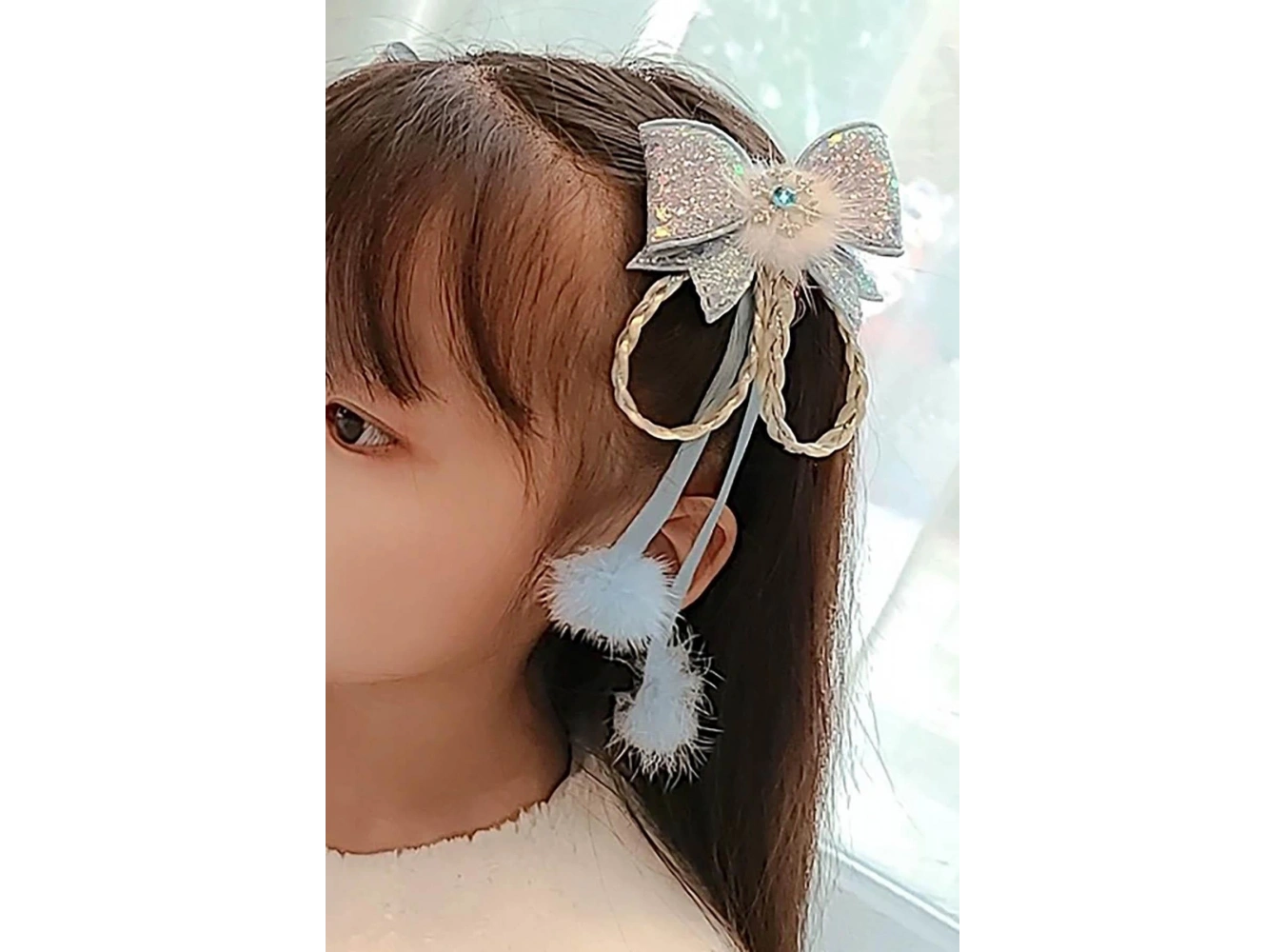 Açık Mavi Renk Kurdele Figürlü 2li Yan Toka