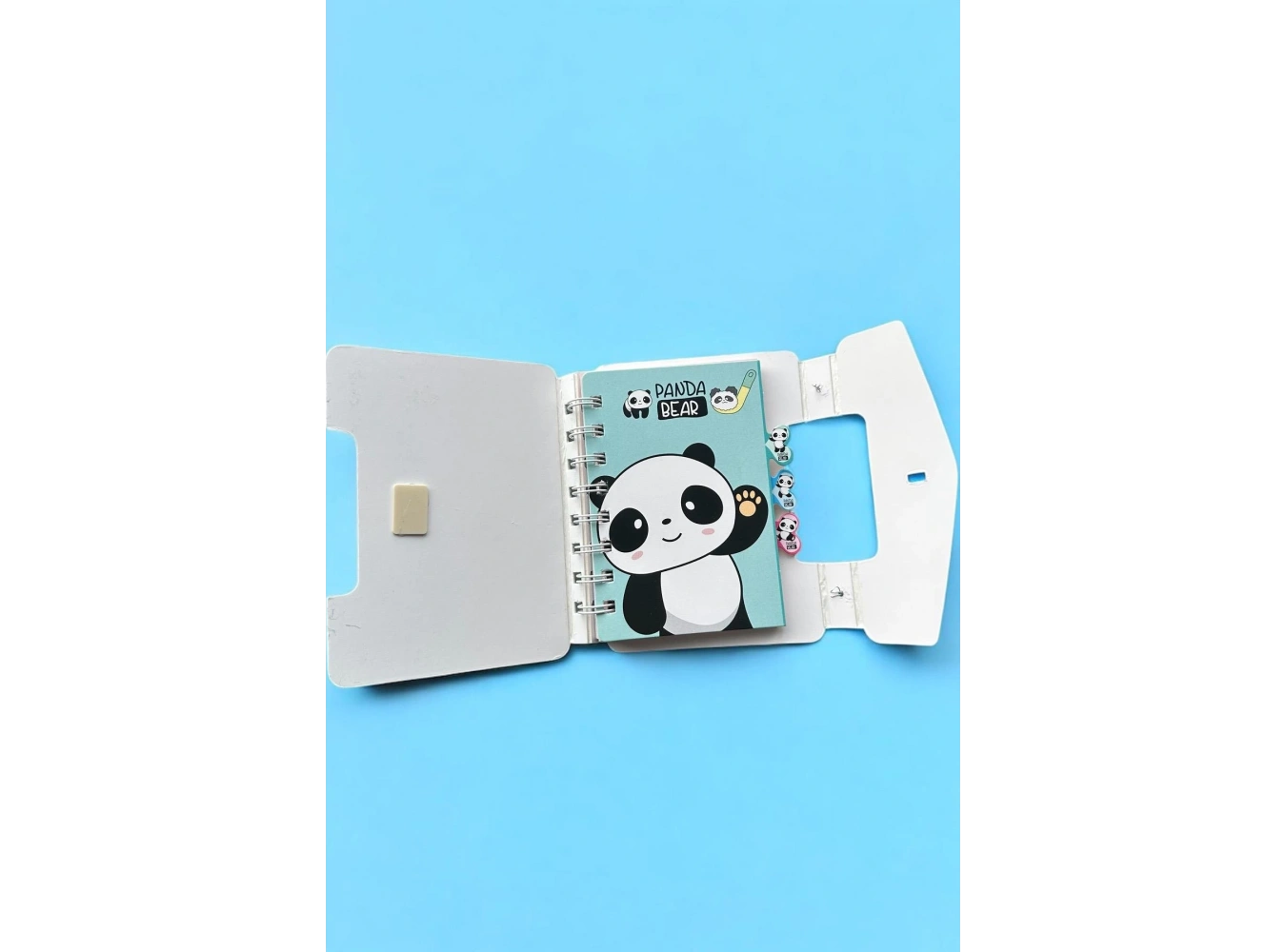 Açık Mavi Renk Panda Figürlü Kilit Detaylı Not Defteri