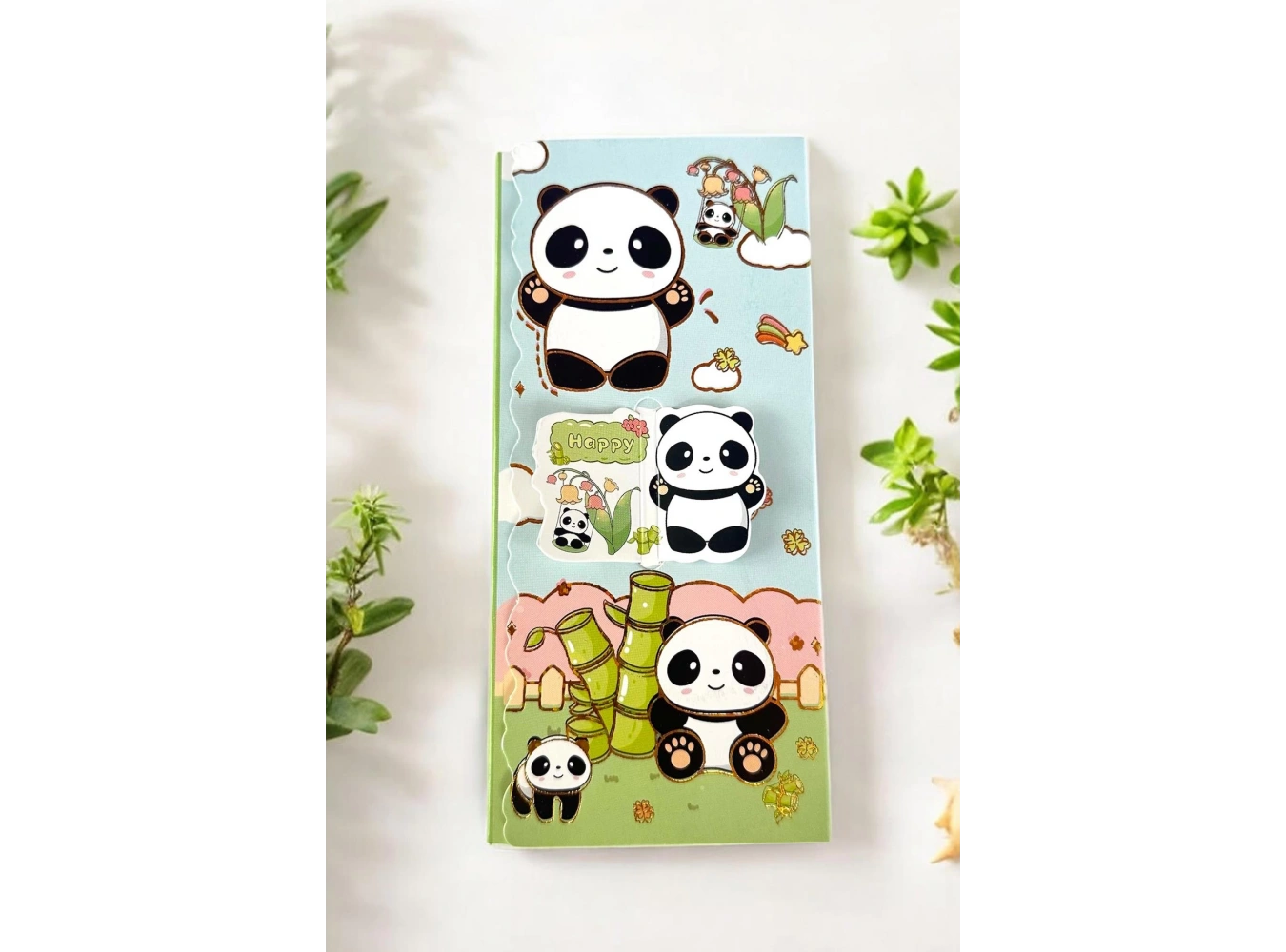 Açık Mavi Renk Panda Figürlü Yapışkanlı Not Kağıdı