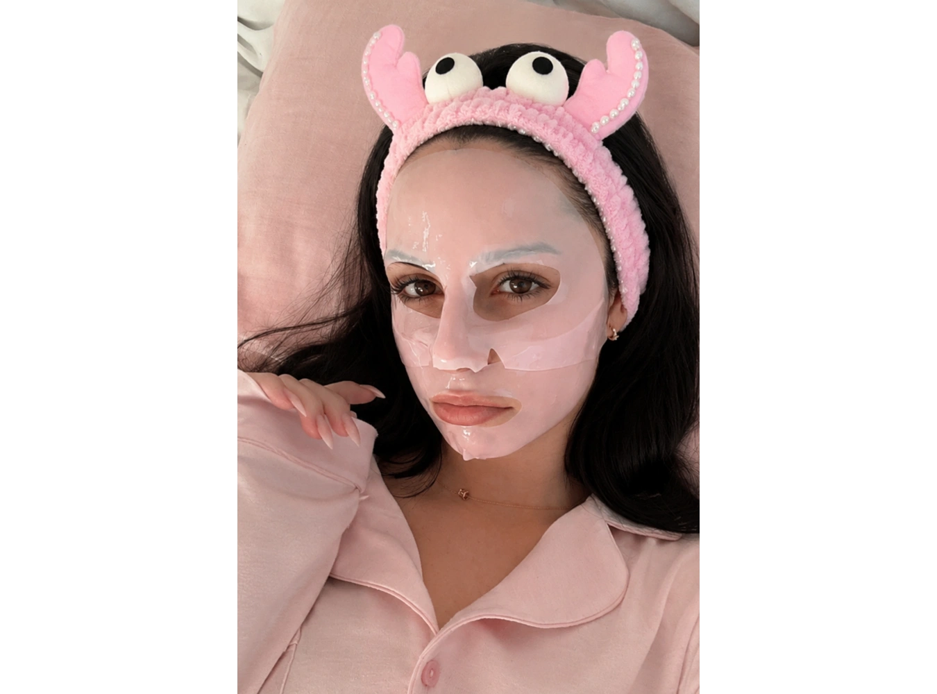 Açık Pembe  Renk Boynuz Ve Göz Figürlü Peluş Saç Bandı