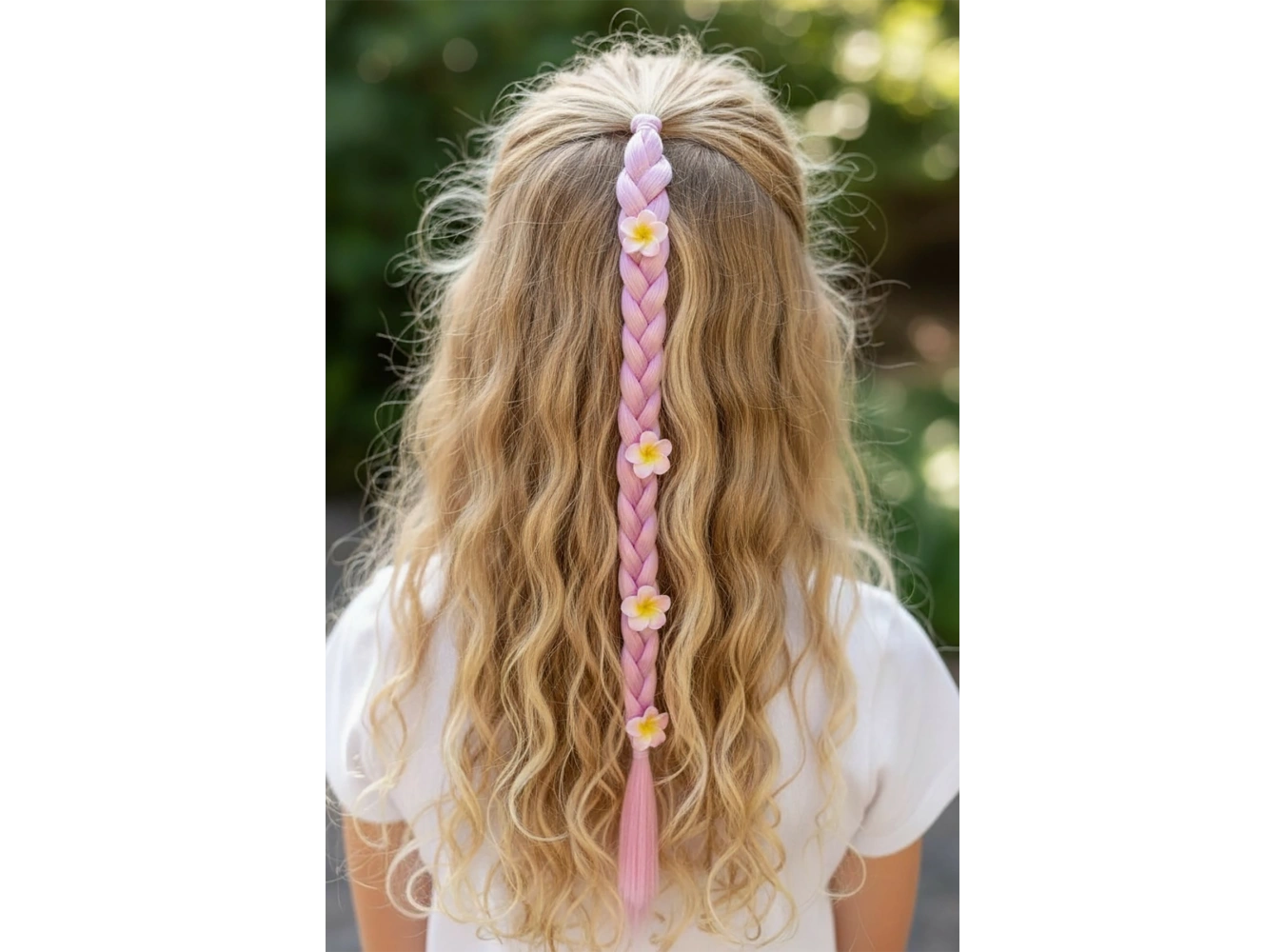 Açık Pembe Renk Çiçek Figürlü Saç Detaylı Lastik Toka