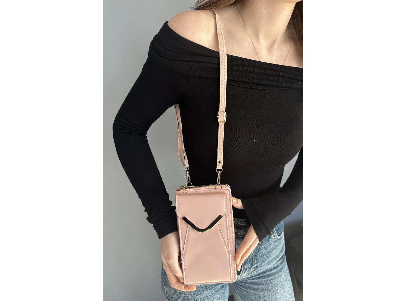 Açık Pembe Renk Deri Kadın Çanta