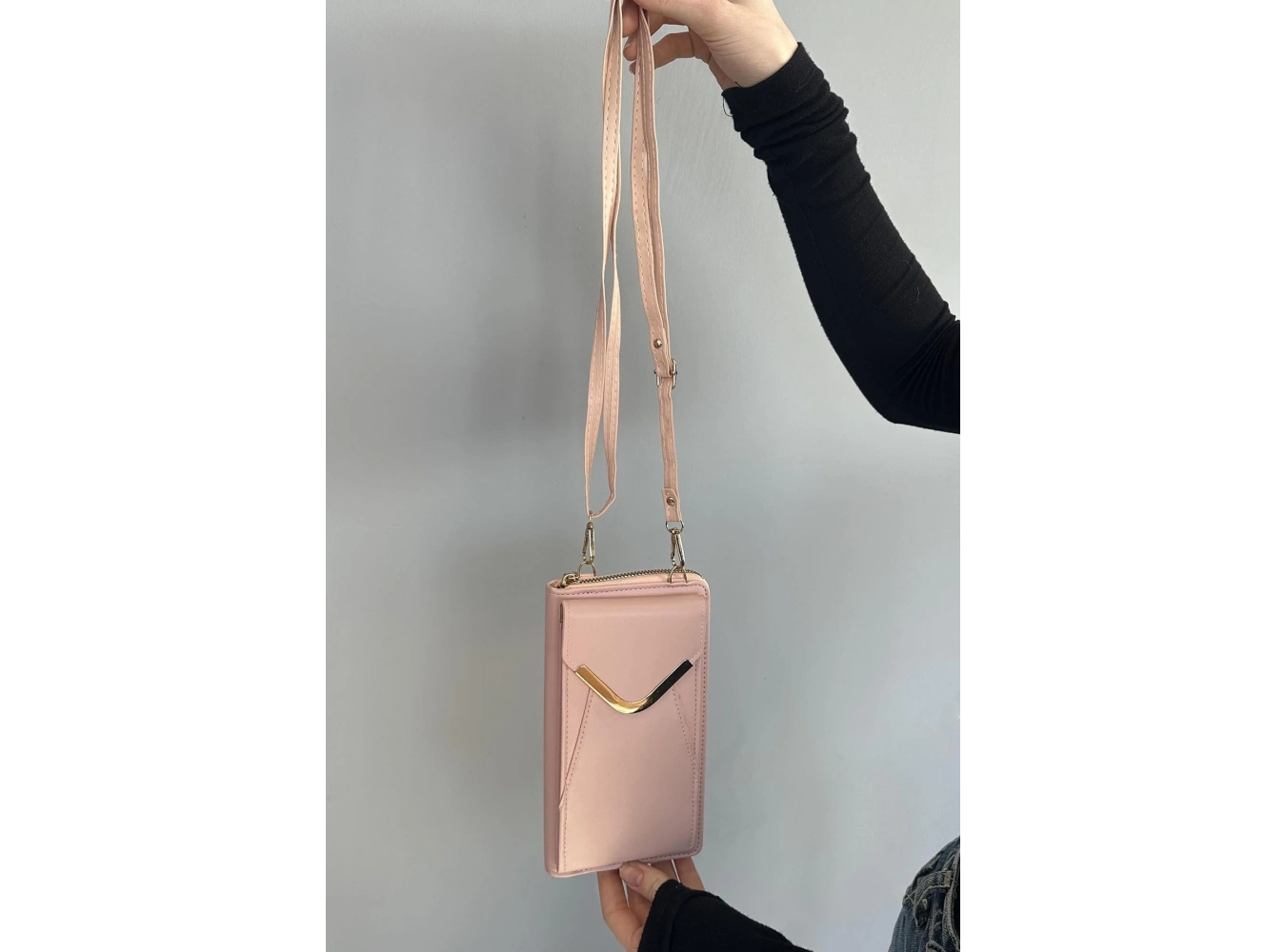 Açık Pembe Renk Deri Kadın Çanta