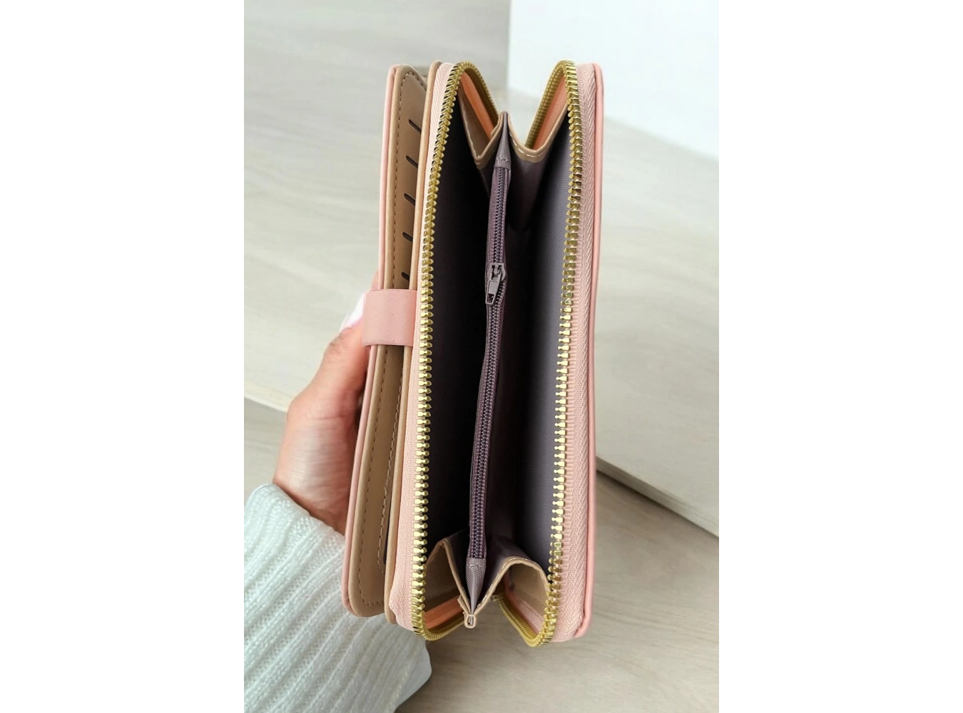 Açık Pembe Renk Deri Kadın Cüzdan