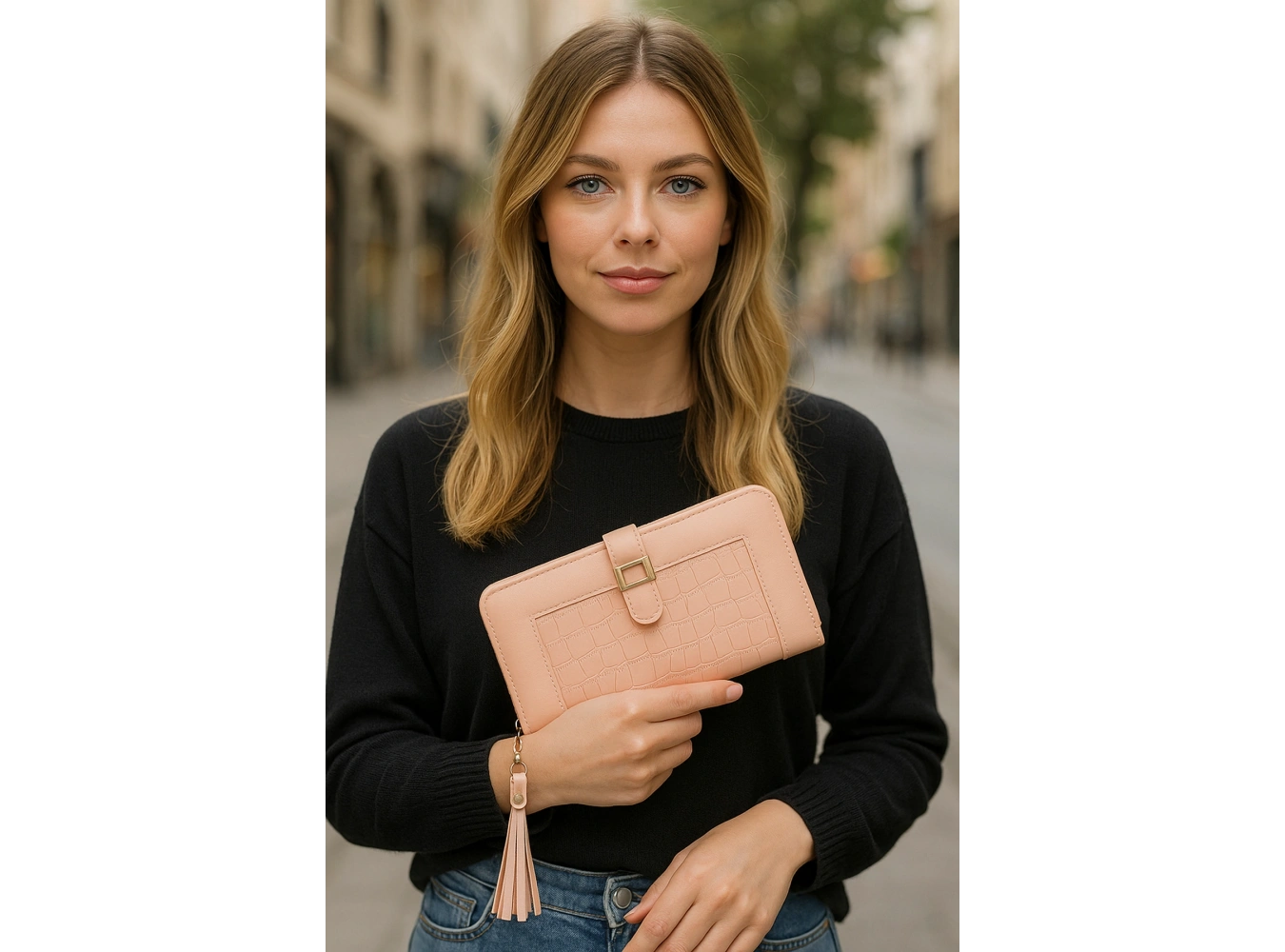 Açık Pembe Renk Deri Kadın Cüzdan