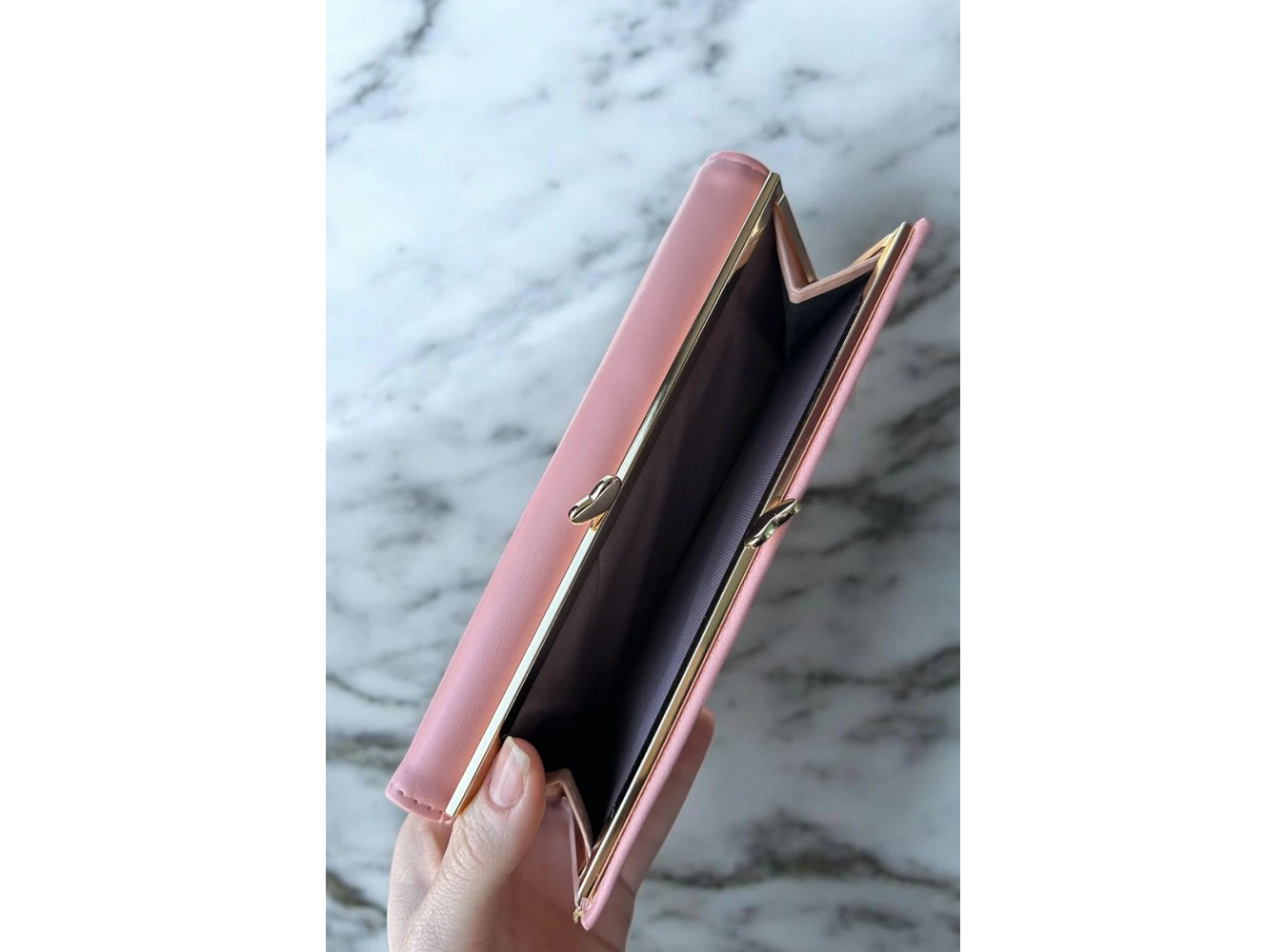 Açık Pembe Renk Kalp Detaylı Kadın Cüzdan