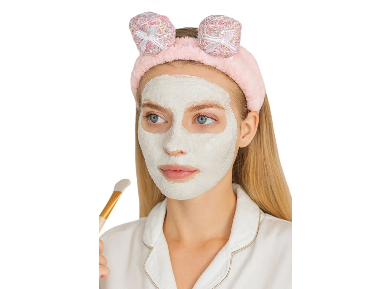 Açık Pembe Renk Kurdele Detaylı Peluş Saç Bandı