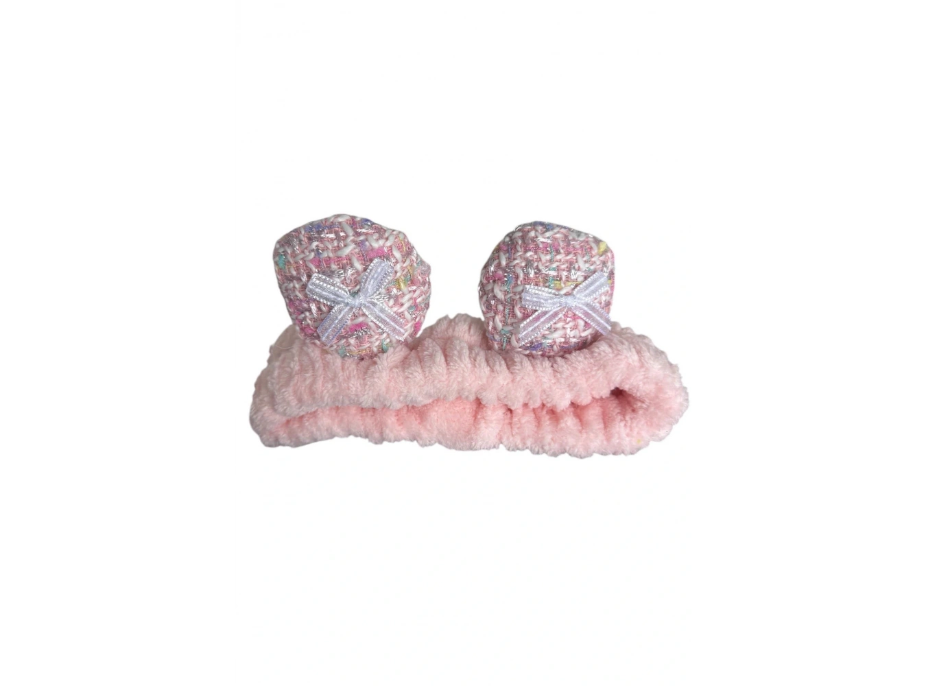 Açık Pembe Renk Kurdele Detaylı Peluş Saç Bandı