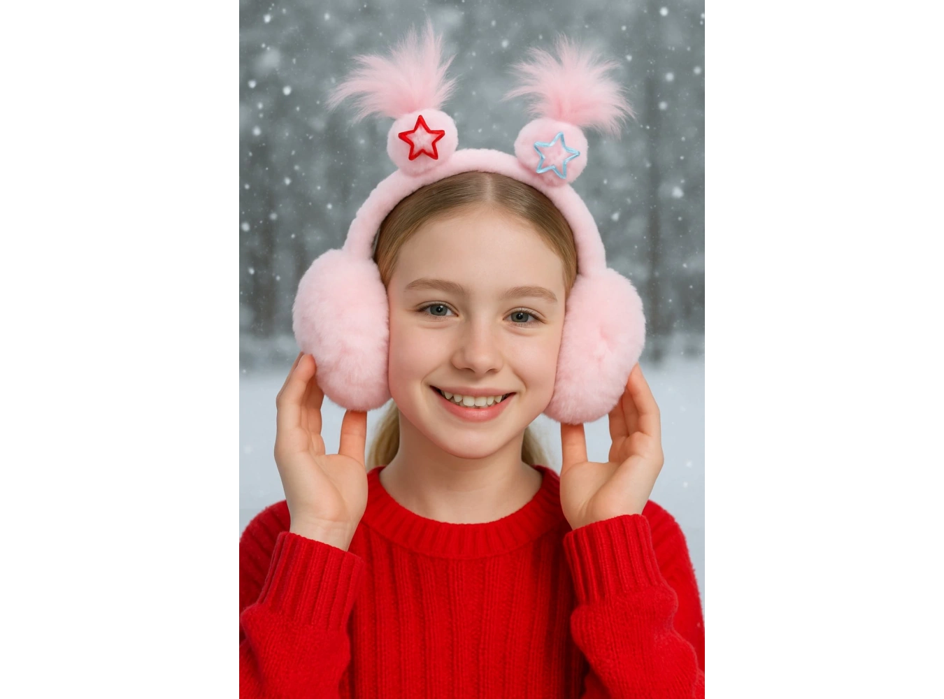 Açık Pembe Renk Saç Detaylı Peluş Kulaklık