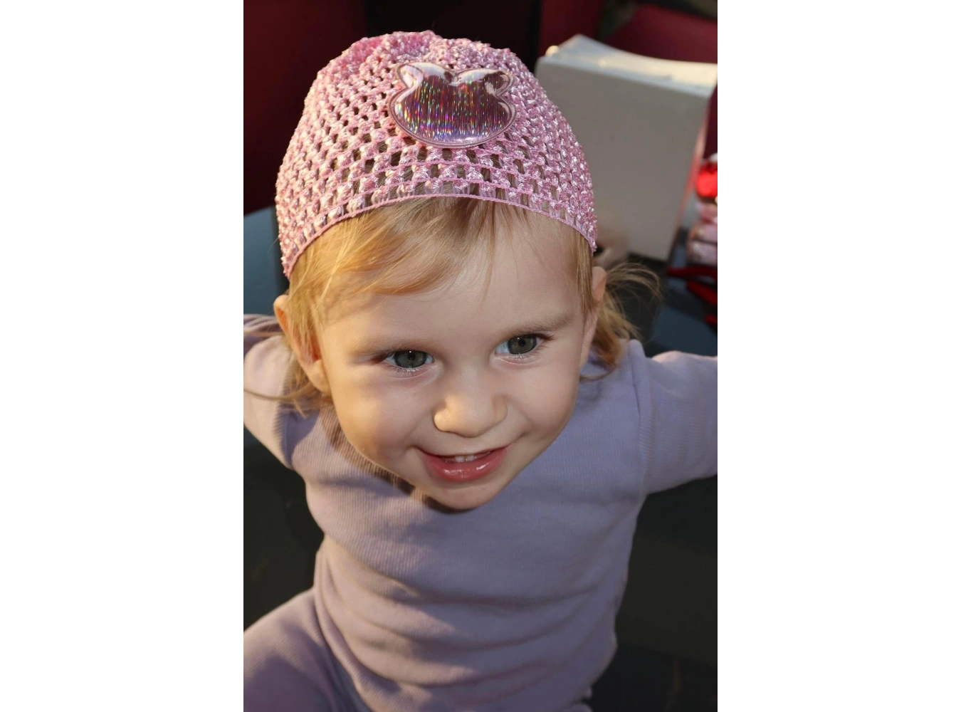 Açık Pembe Renk Tavşan Figürlü Örgü Detaylı Bebek Saç Bandı/ Saç Bonesi