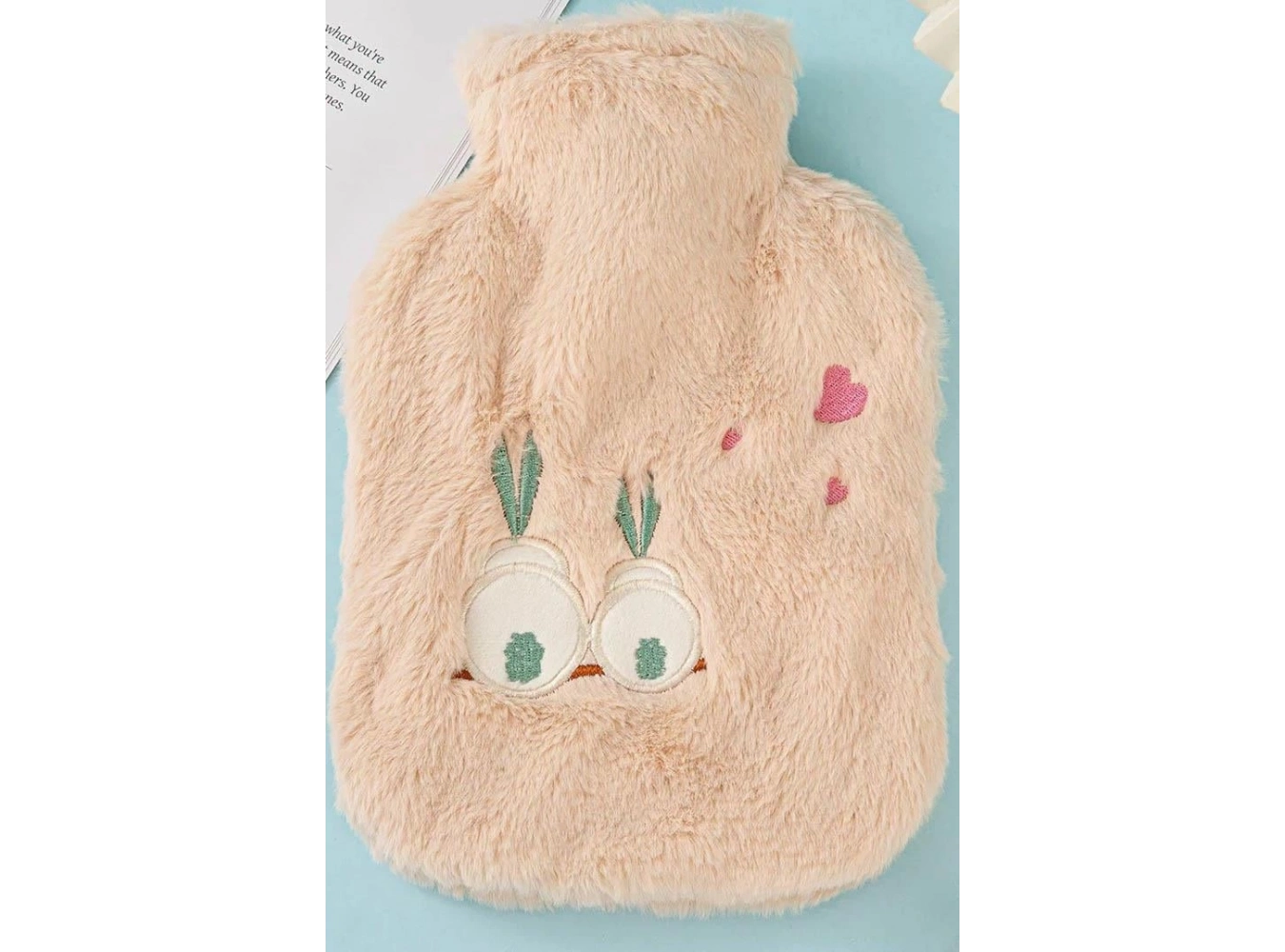 Açık Pembe Renk Tavşan Figürlü Peluş Sıcak Su Torbası