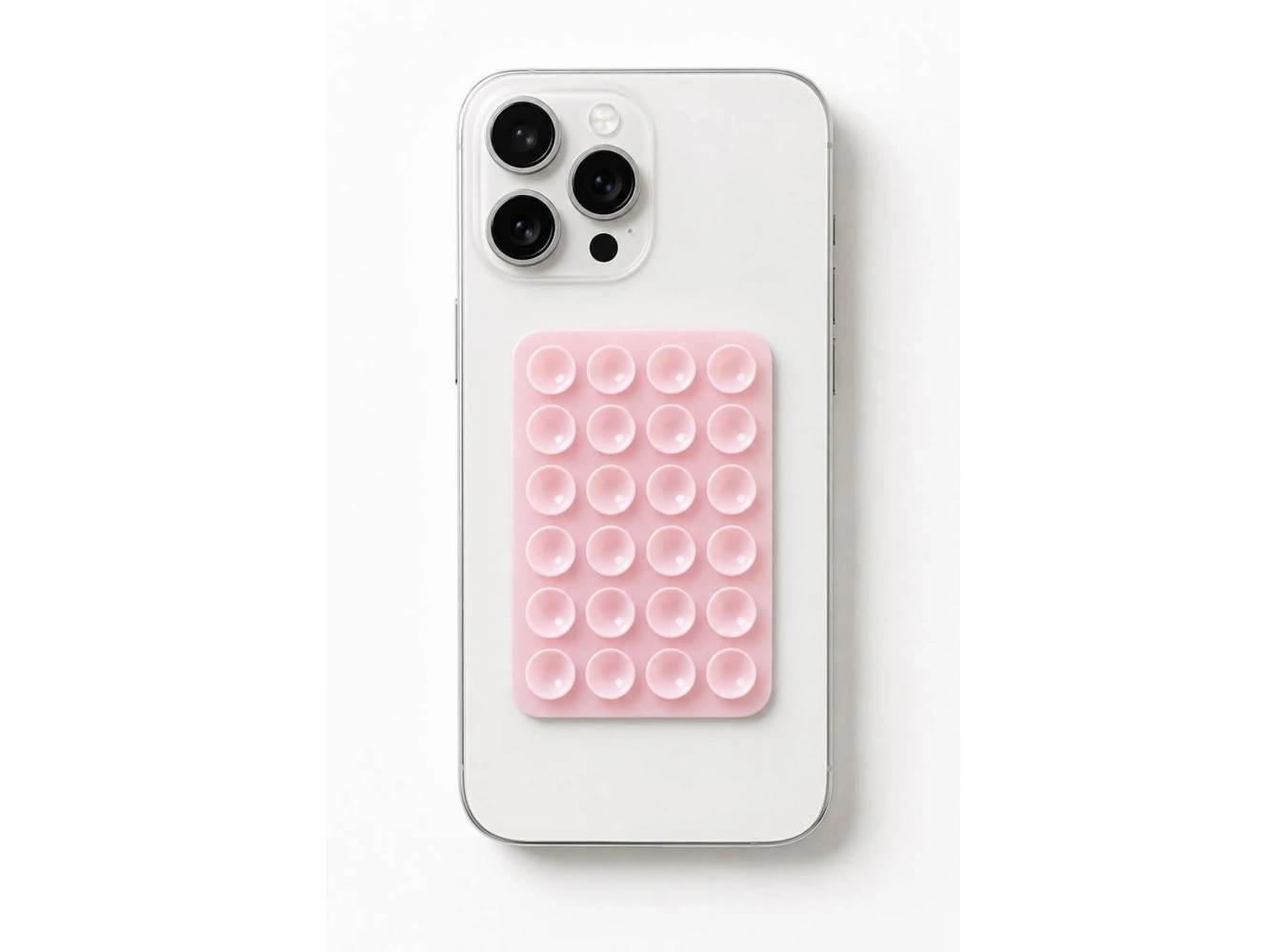 Açık Pembe Renk Vantuzlu Vakumlu Yapışkanlı Telefon Tutacağı