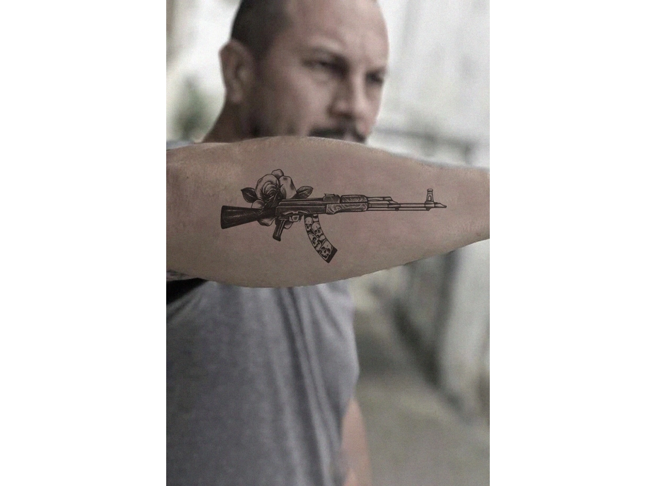 Ak47 Silah Keleş Geçici Dövme Tattoo