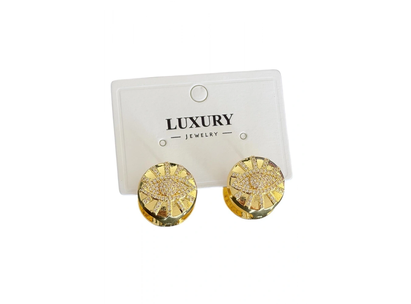 Altın Renk 14K Altın Kaplama Göz Detaylı Küpe (Çift)