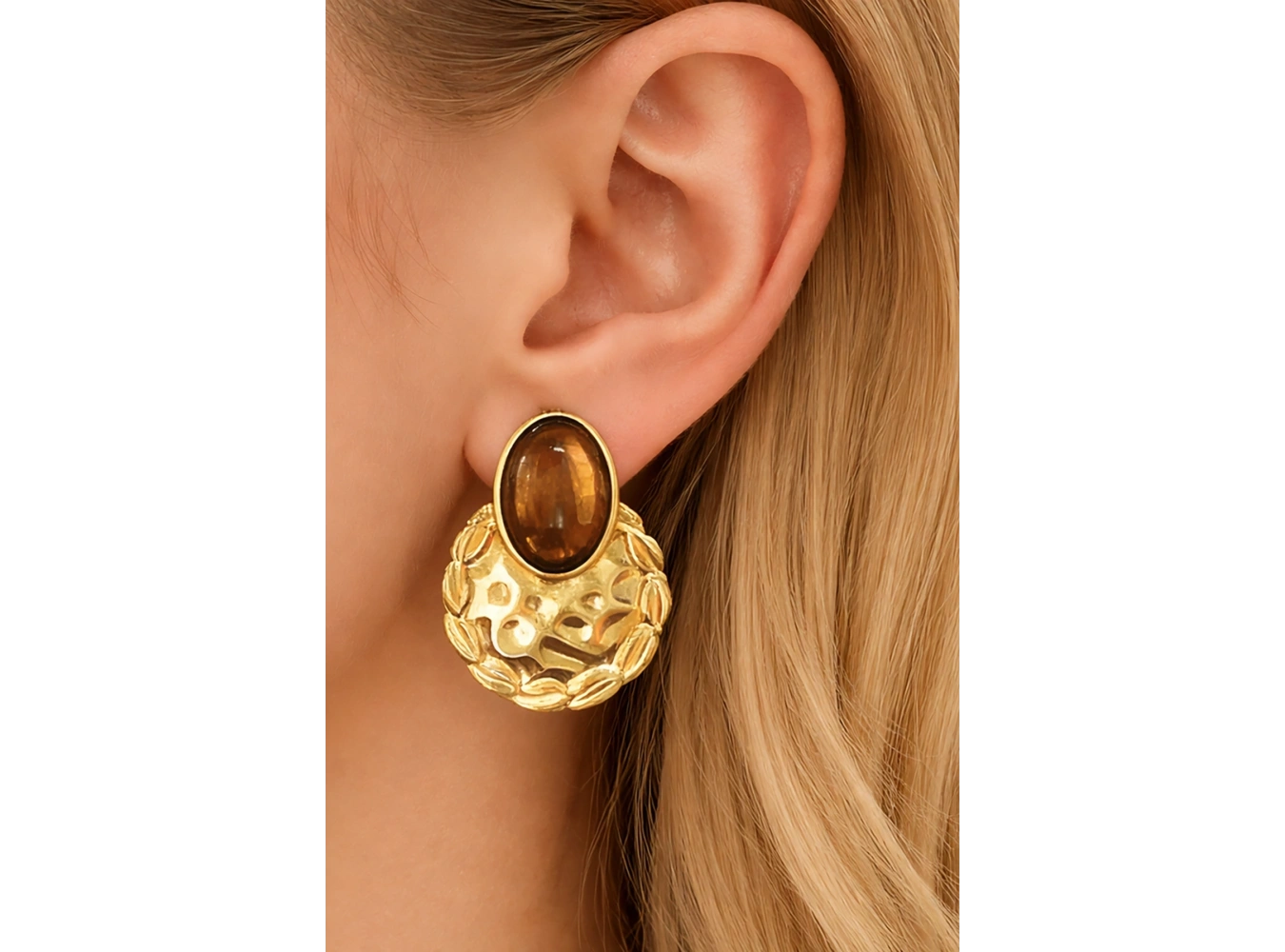 Altın Renk 14K Altın Kaplama Küpe (Çift)