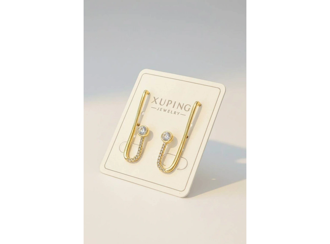Altın Renk 14K Altın Kaplama Taş Detaylı Xuping Küpe (Çift)