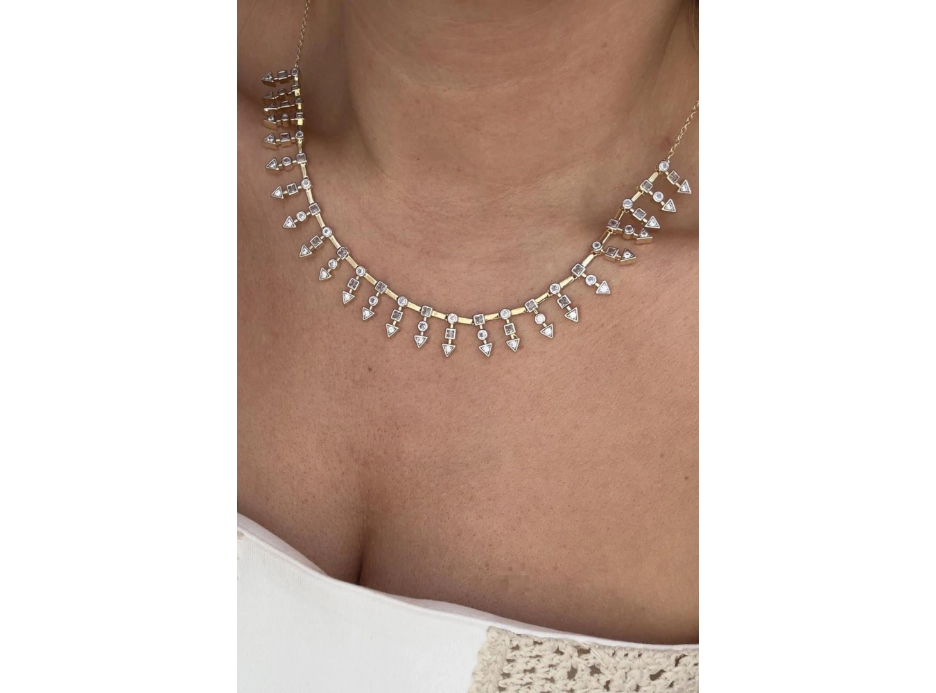 Altın Renk 14K Altın Kaplama Taşlı Kolye