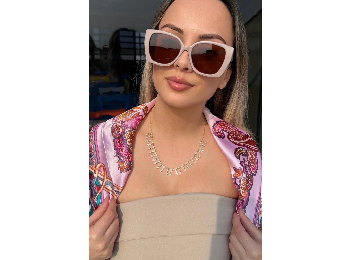 Altın Renk 14K Altın Kaplama Taşlı Kolye