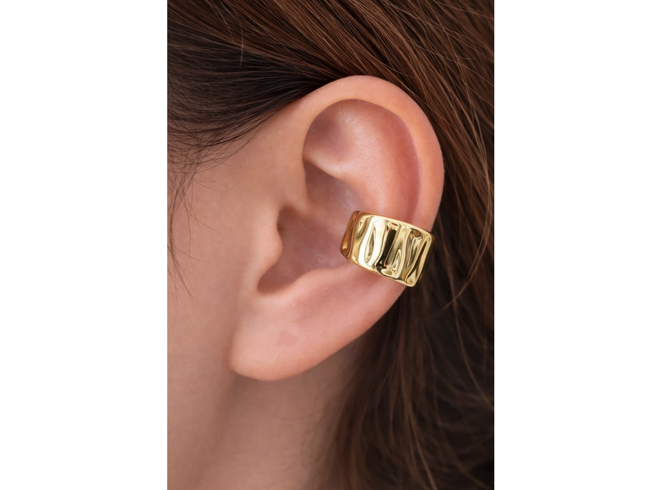 Altın Renk 14K Altın Kaplama TX Ear Cuff (Tek)
