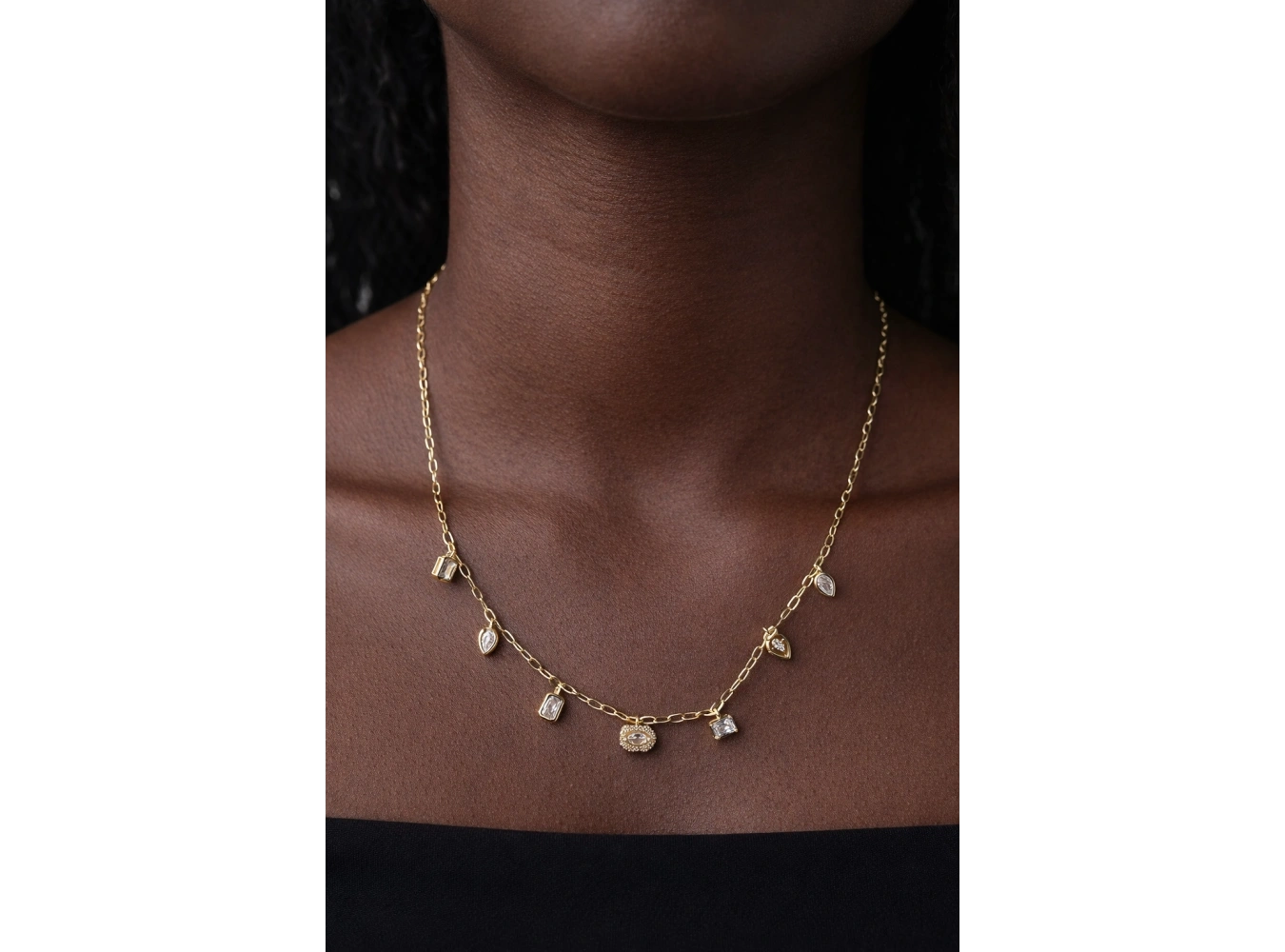 Altın Renk 14K Altın Kaplama Vip Taşlı Kolye