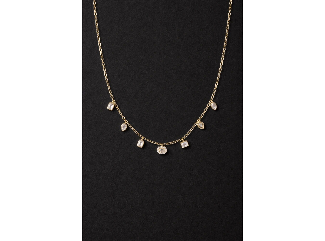 Altın Renk 14K Altın Kaplama Vip Taşlı Kolye