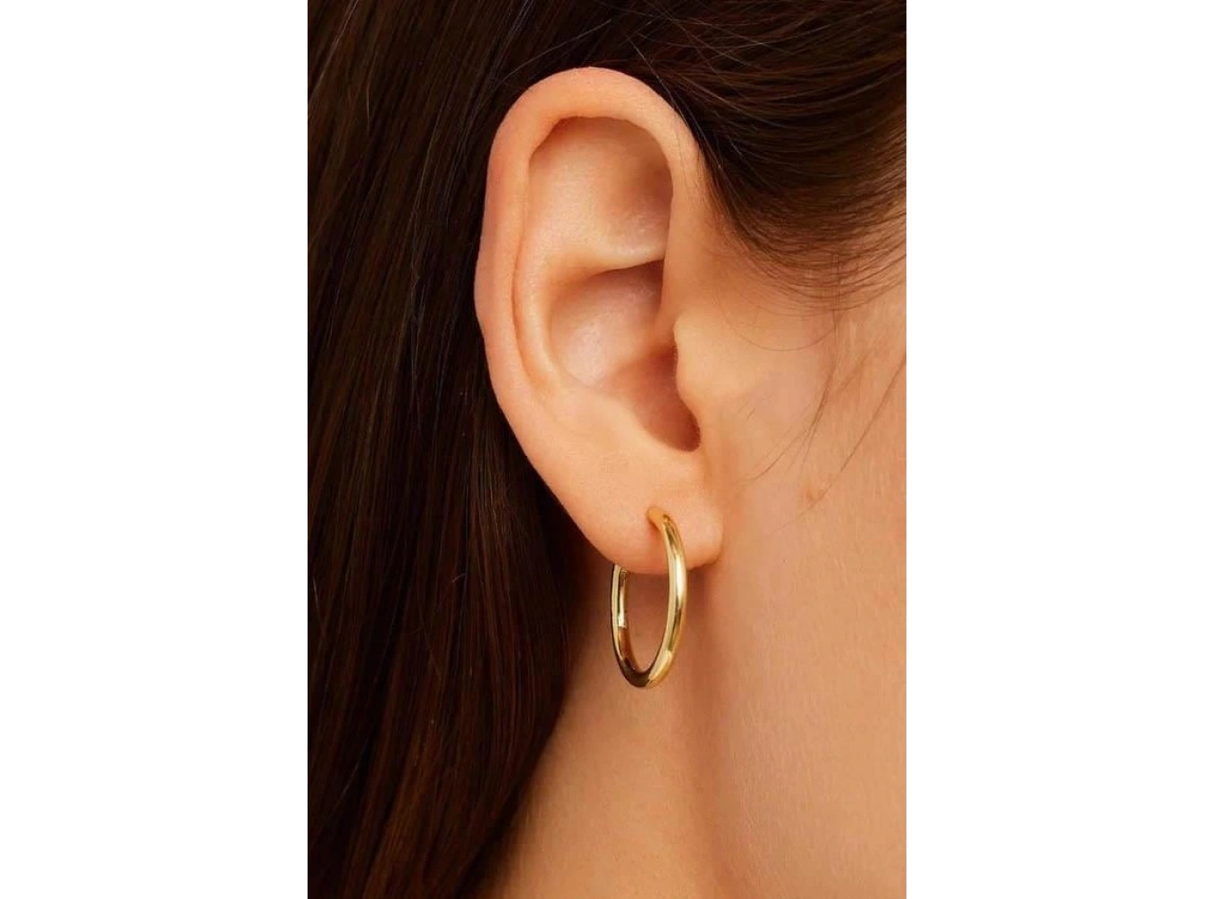 Altın Renk 25MM Çelik Halka Küpe (Çift)