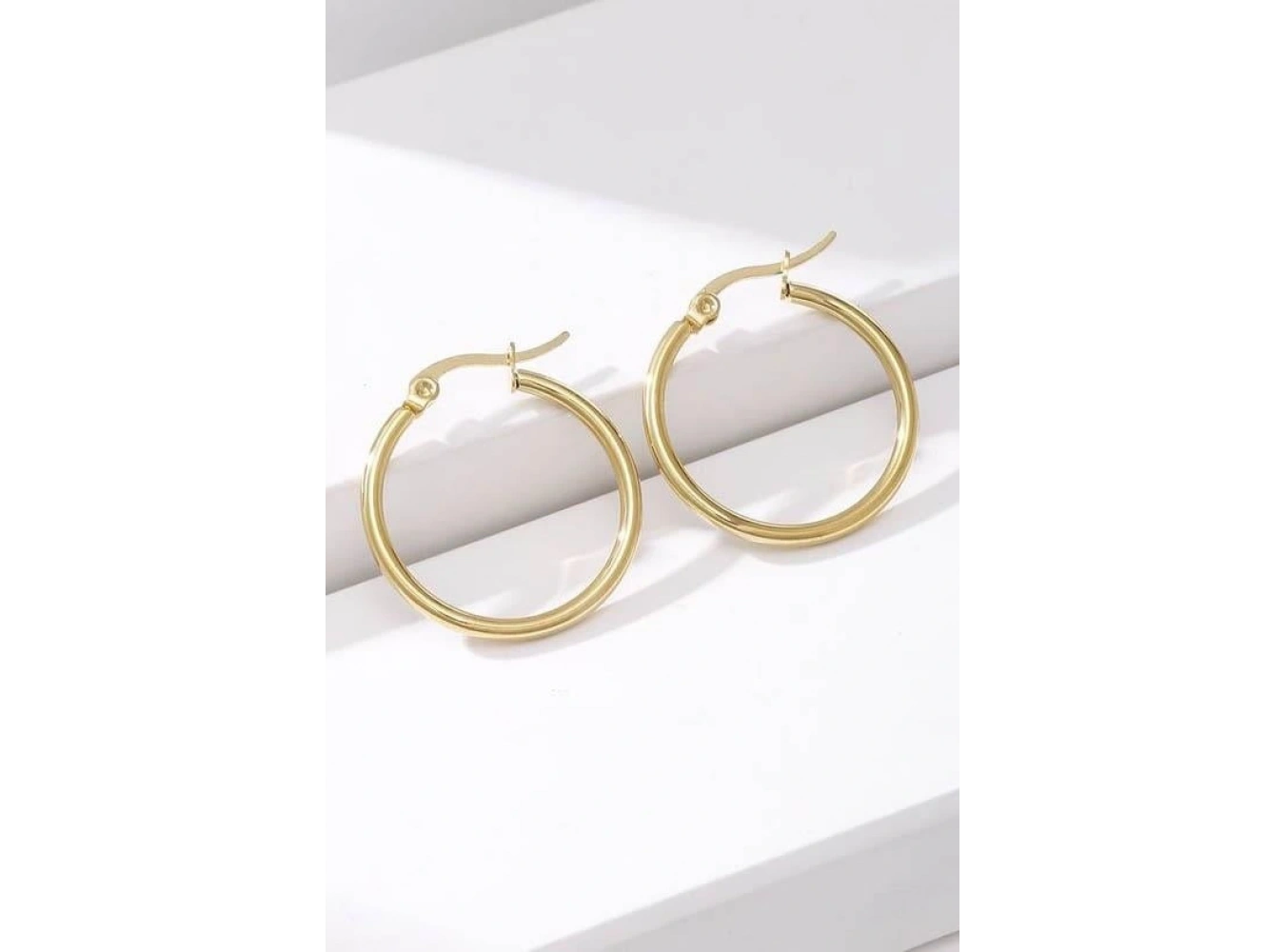 Altın Renk 25MM Çelik Halka Küpe (Çift)