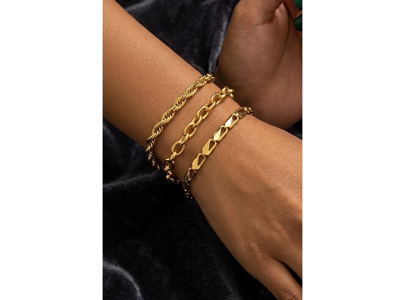 Altın Renk 3lü Çelik Bileklik