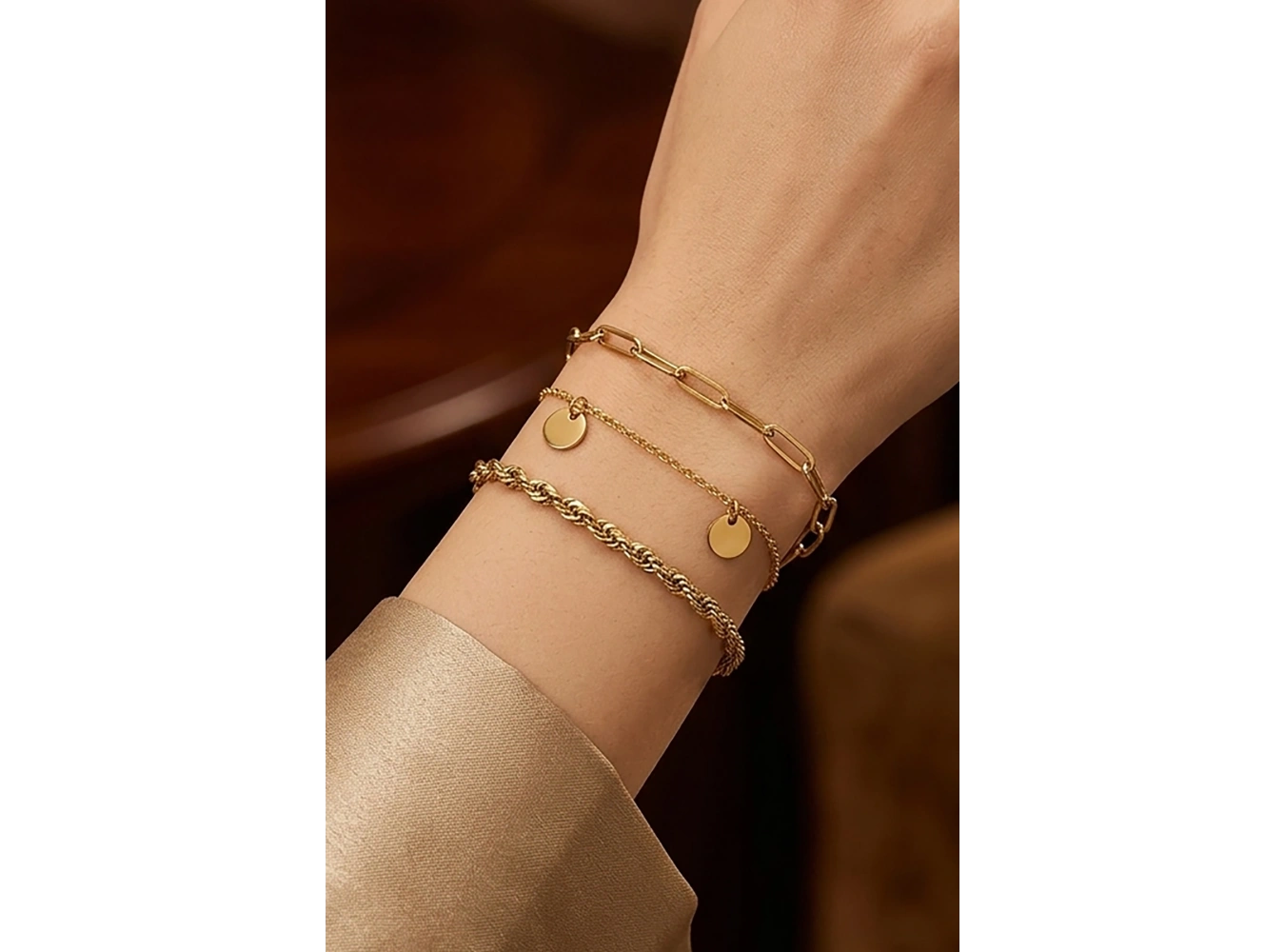 Altın Renk 3lü Çelik Bileklik