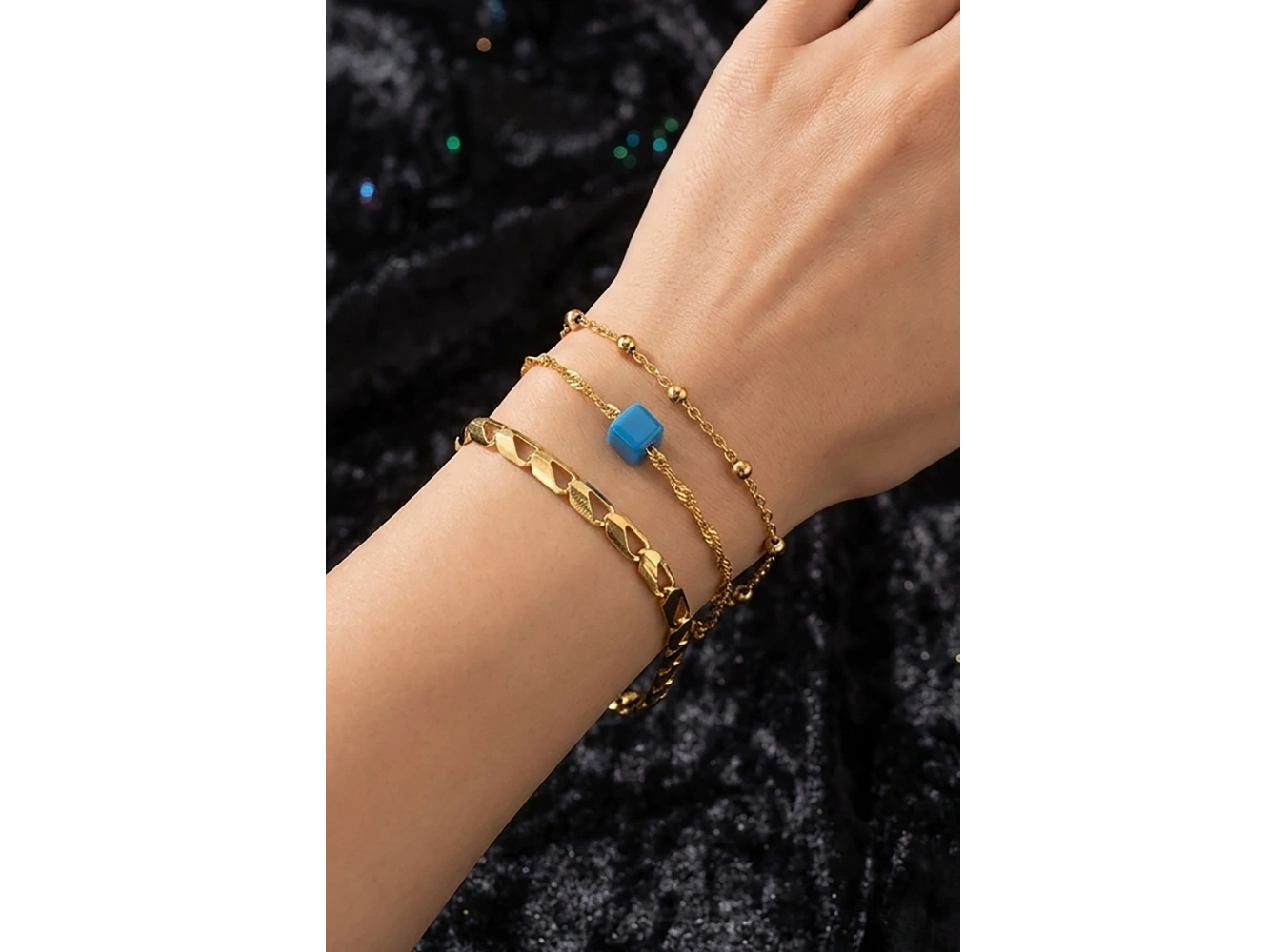 Altın Renk 3lü Çelik Bileklik Set