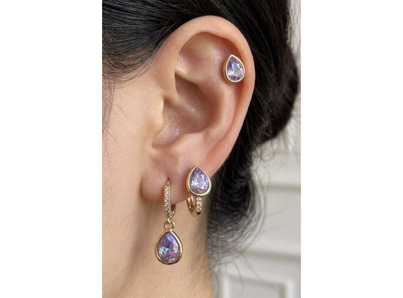 Altın Renk 3lü Ysx Küpe Set