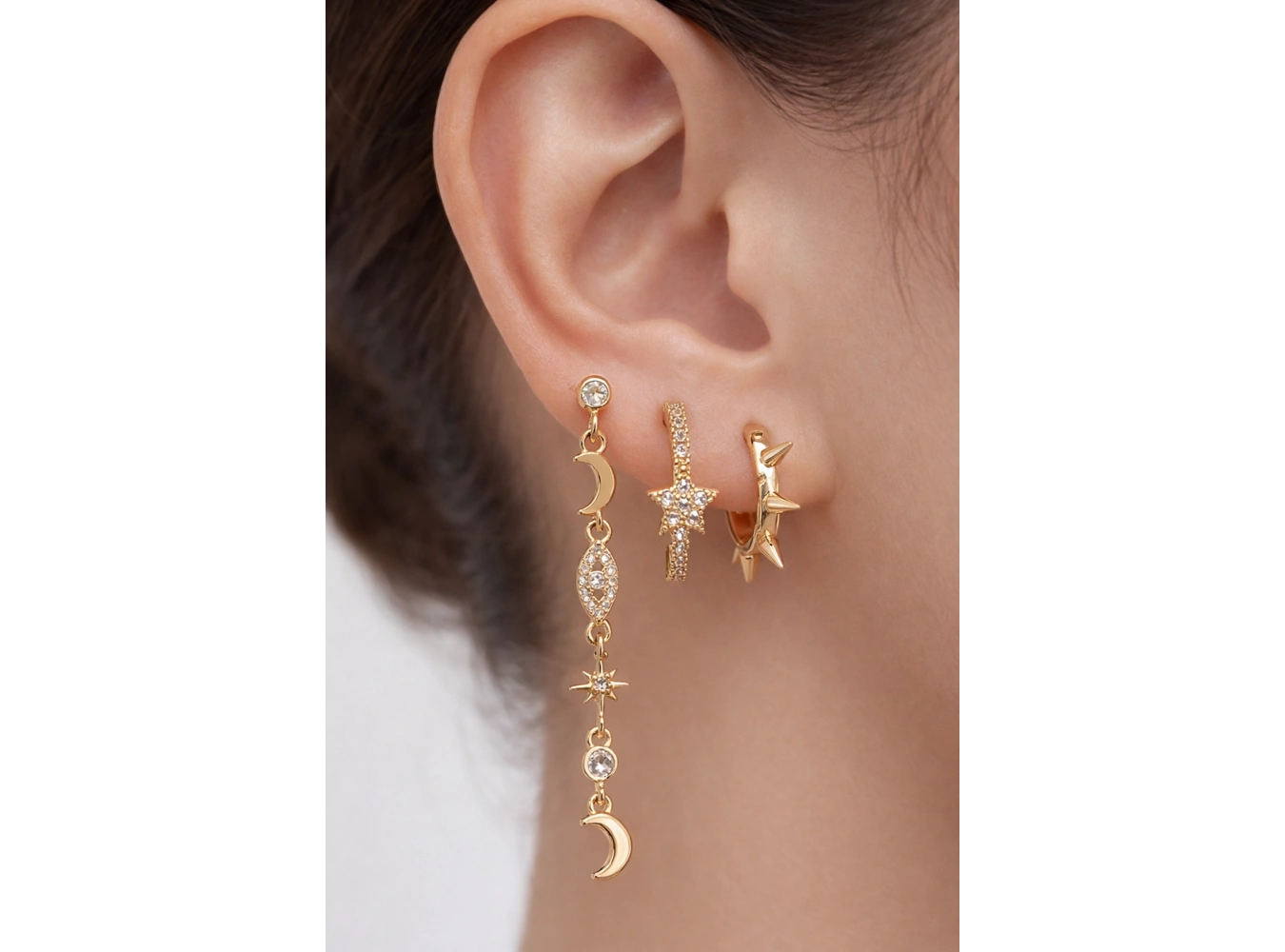 Altın Renk 3lü Ysx Küpe Set