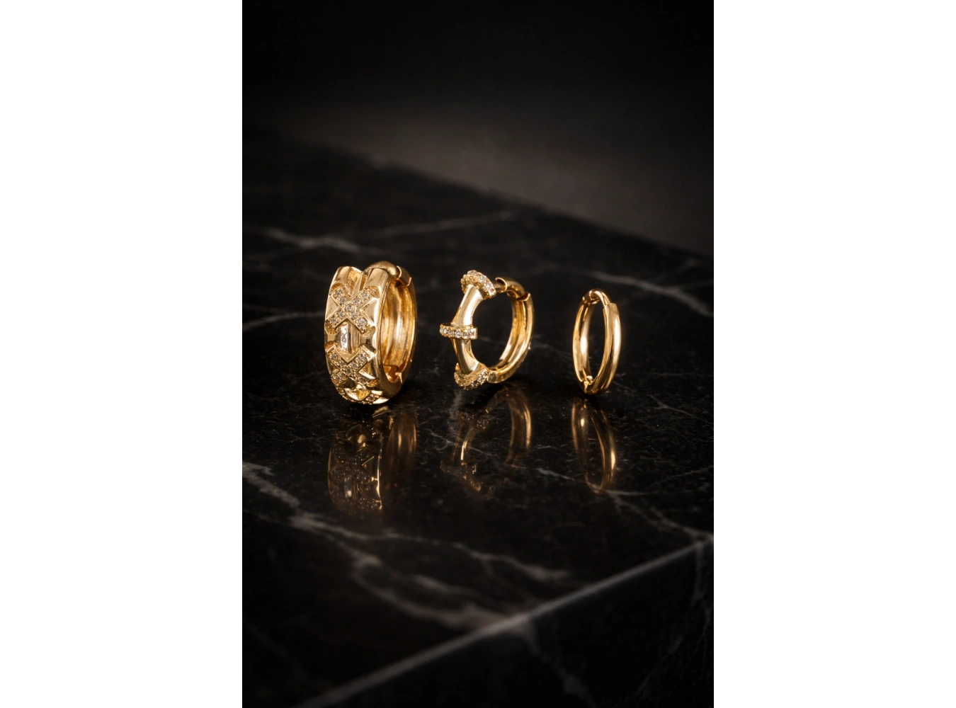 Altın Renk 3lü Ysx Küpe Set