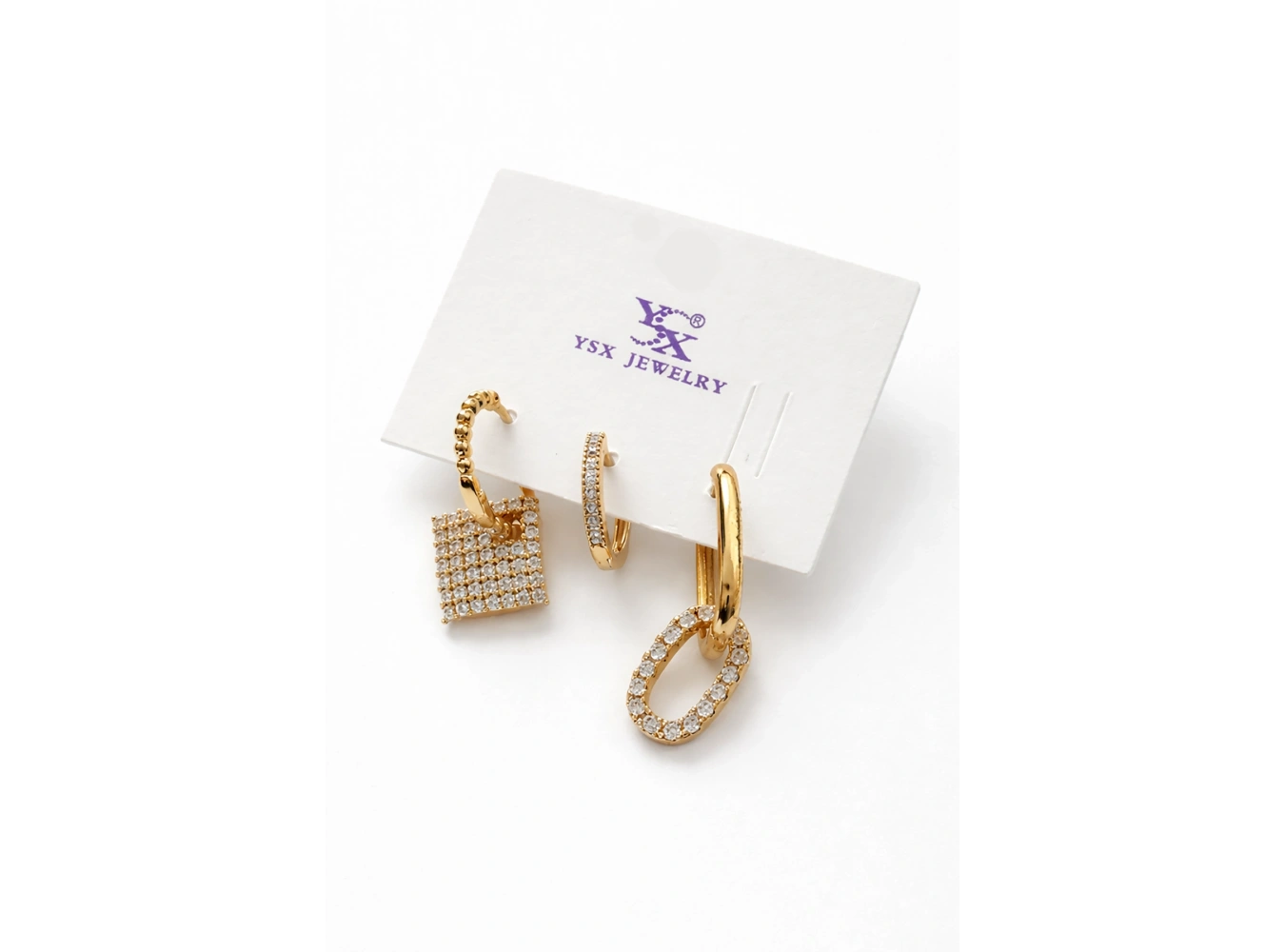 Altın Renk 3lü Ysx Küpe Set