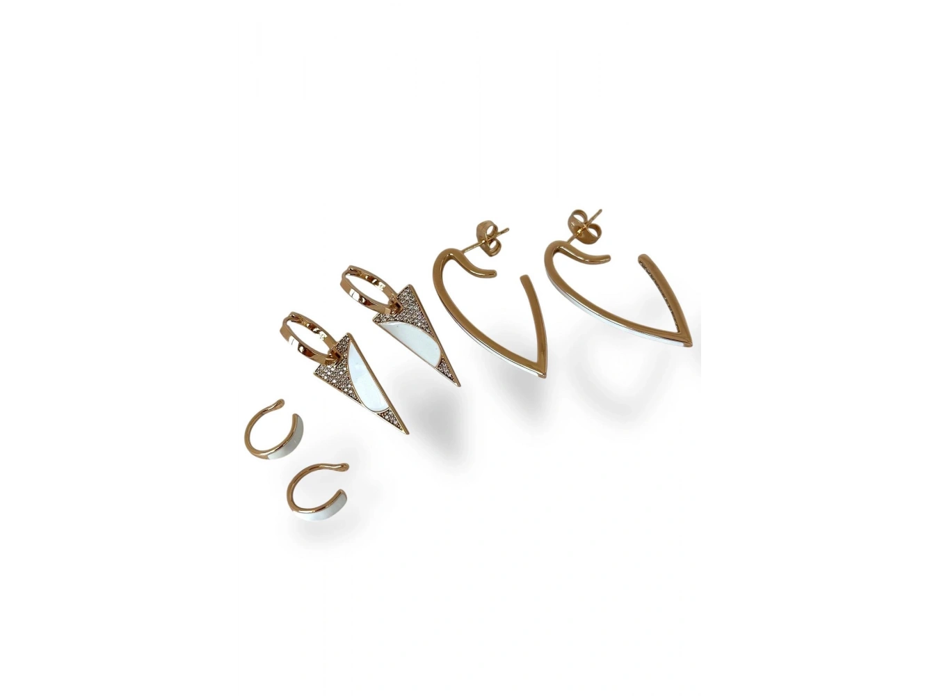 Altın Renk 6lı Çelik Xuping Küpe Ve Ear Cuff Set