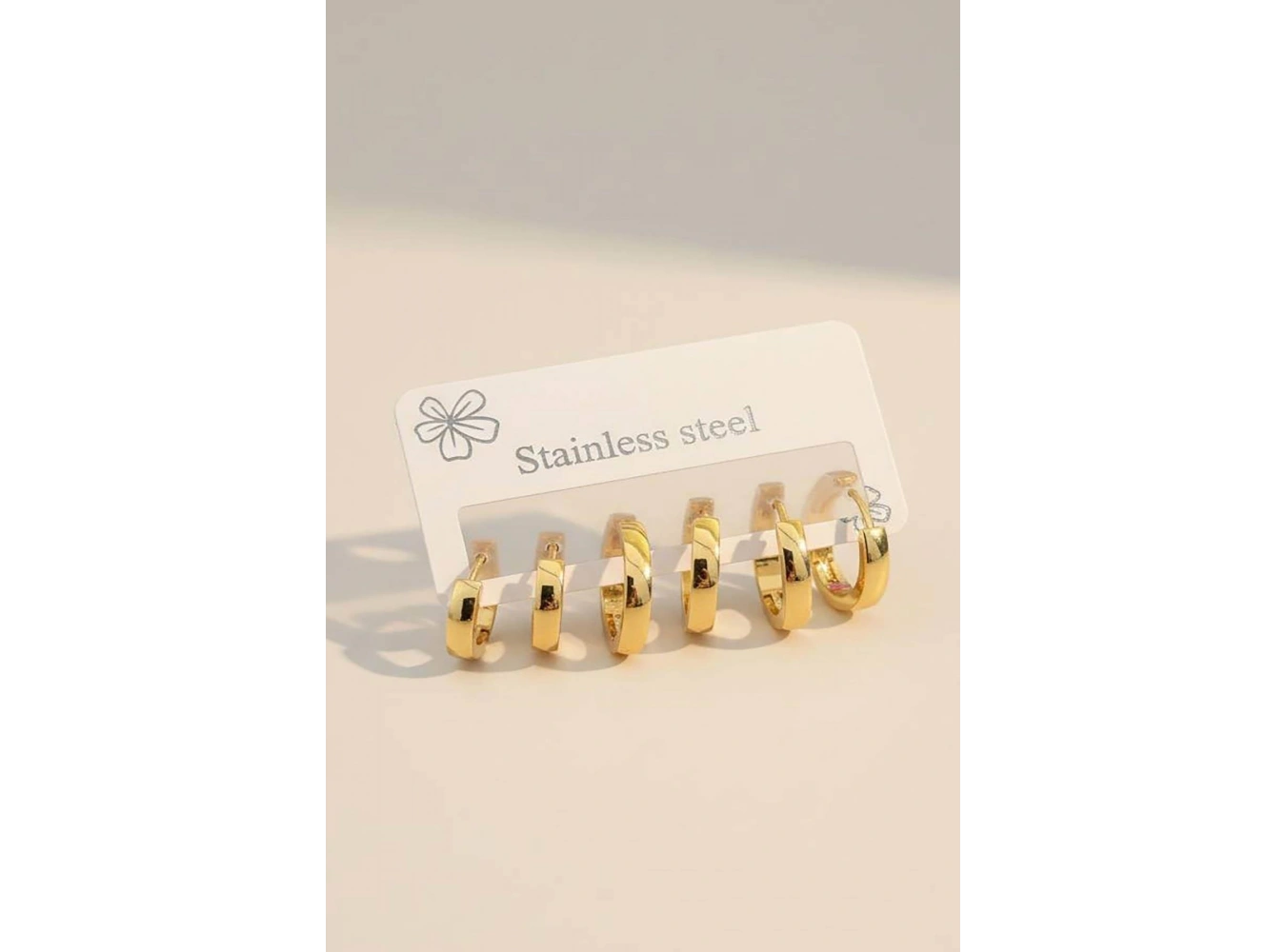Altın Renk 6lı Halka Çelik Küpe Set