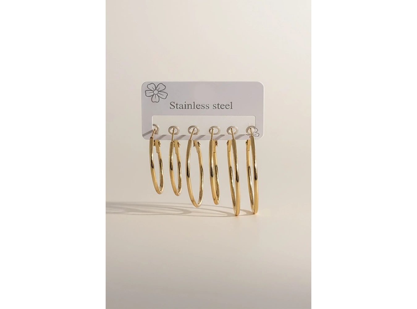 Altın Renk 6lı Halka Detaylı Çelik Küpe Set