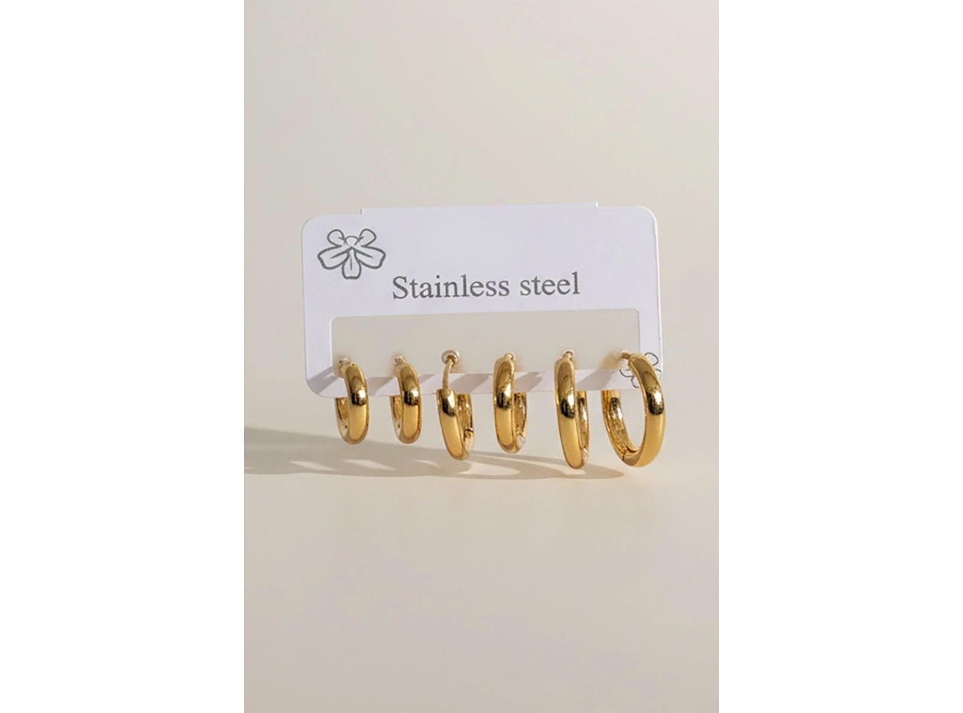 Altın Renk 6lı Halka Detaylı Çelik Küpe Set