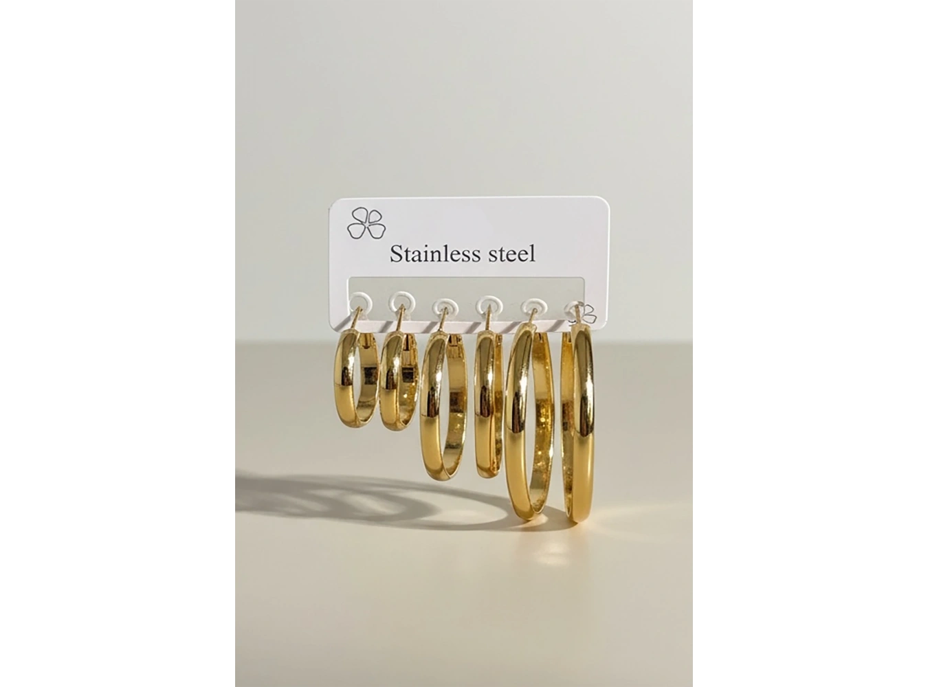 Altın Renk 6lı Halka Detaylı Çelik Küpe Set