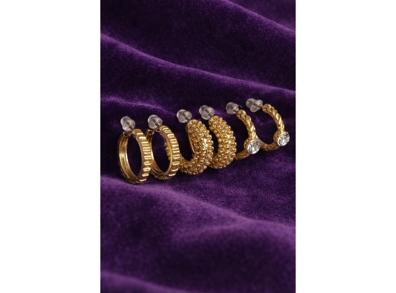 Altın Renk 6lı Halka Küpe Set