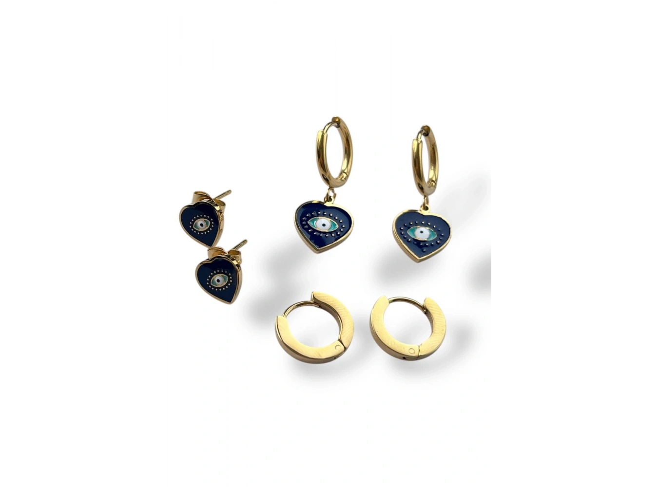 Altın Renk 6lı Karışık Figürlü Çelik Küpe Set