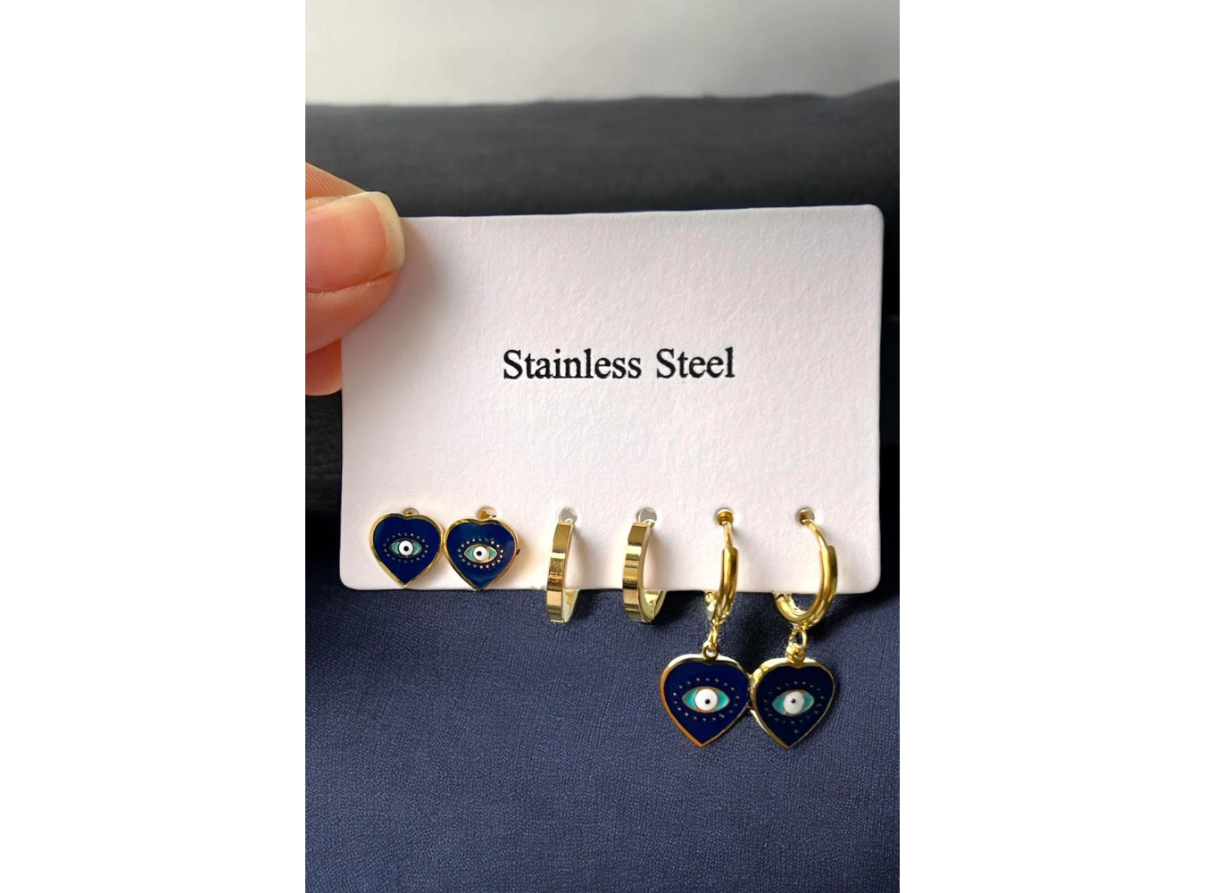 Altın Renk 6lı Karışık Figürlü Çelik Küpe Set