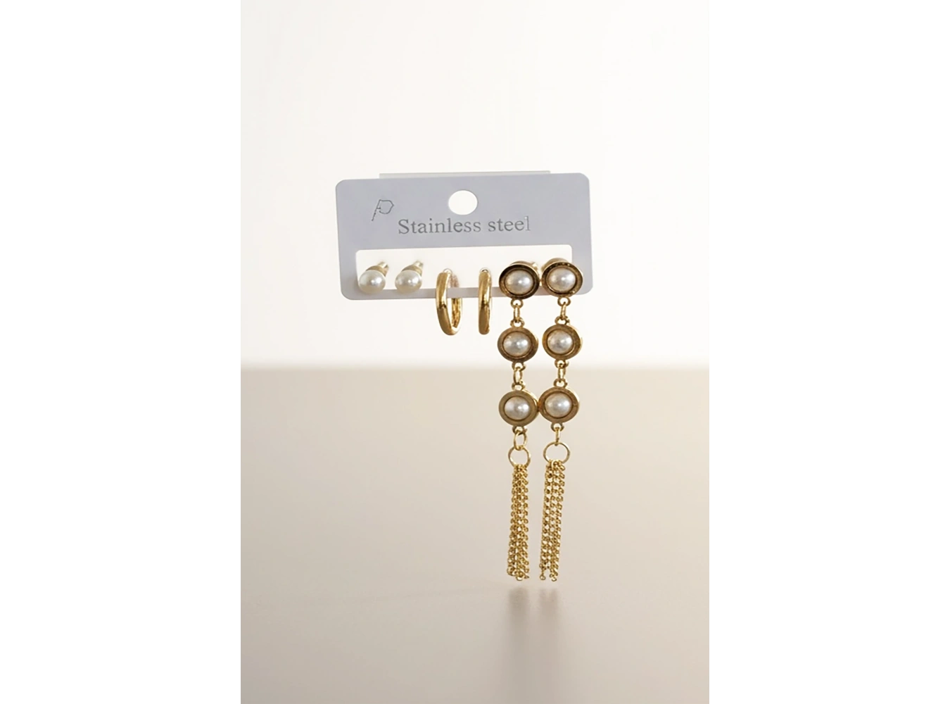 Altın Renk 6lı Karışık Figürlü Sallantılı Çelik Küpe Set