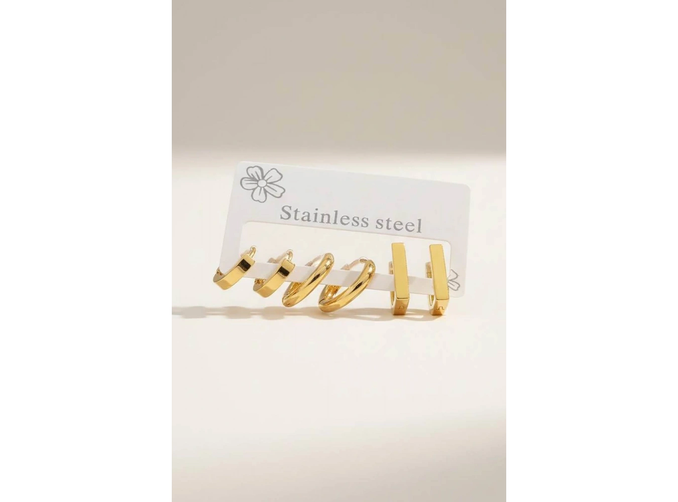 Altın Renk 6lı Karışık Şekilli Çelik Küpe Set