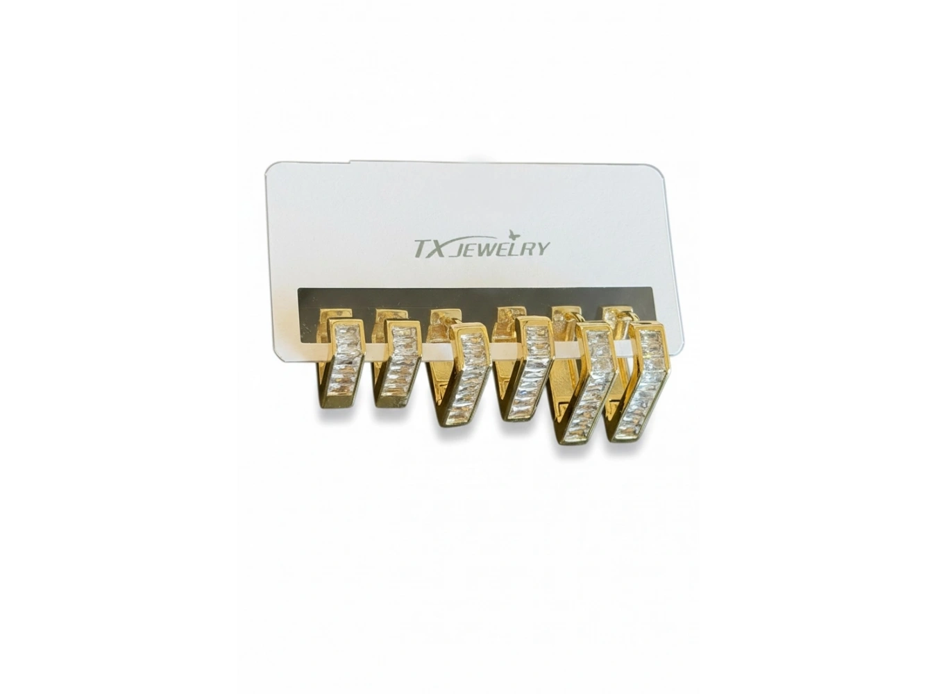 Altın Renk 6lı Taş Detaylı TX 14K Altın Kaplama Küpe Set