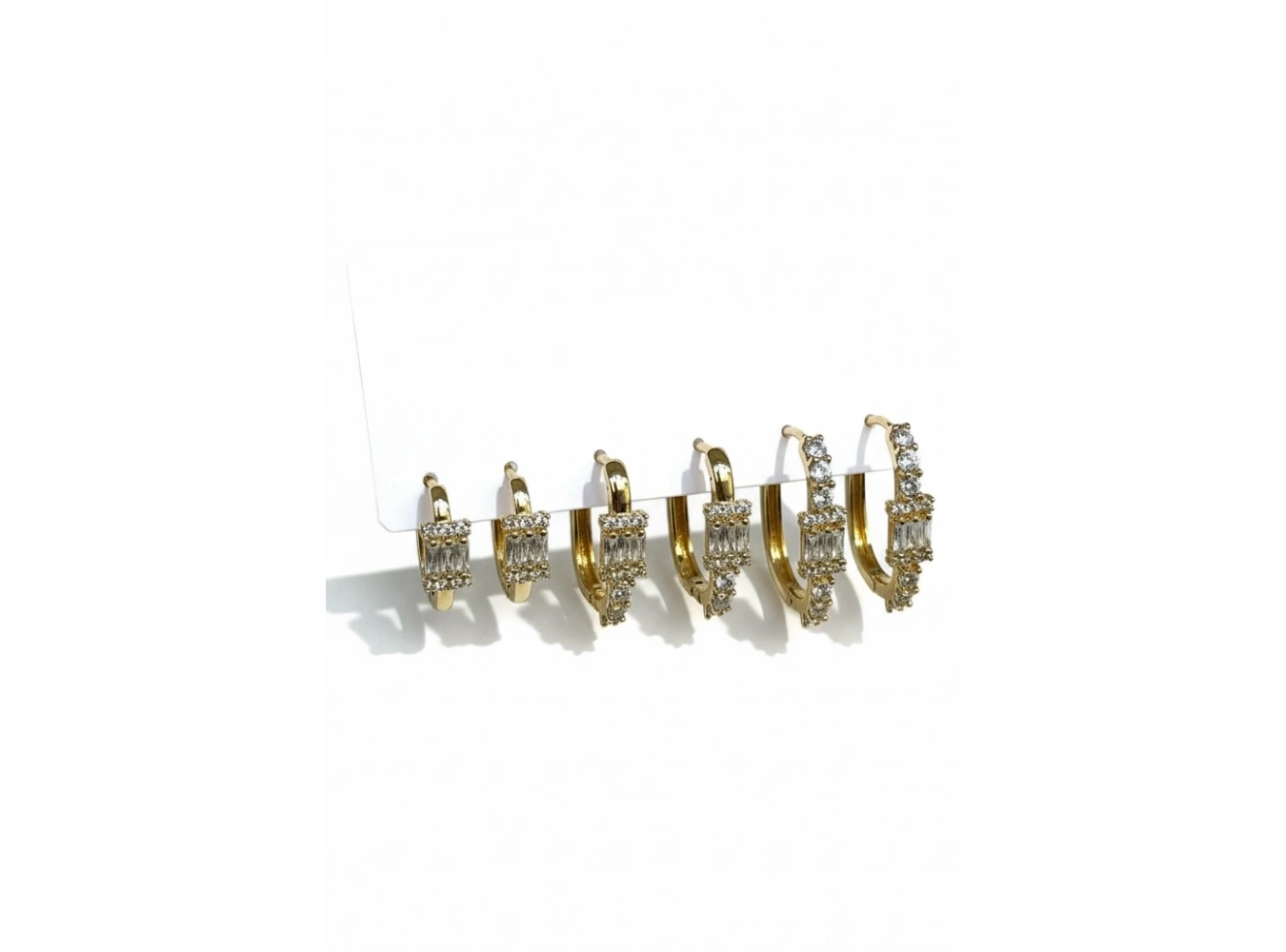 Altın Renk 6lı Taş Detaylı TX 14K Altın Kaplama Küpe Set