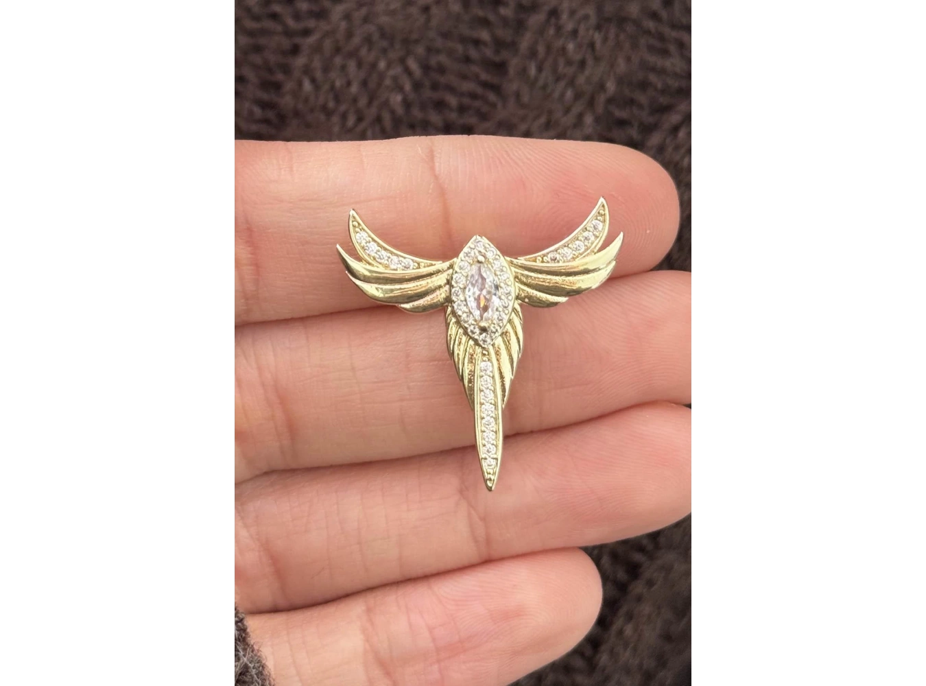 Altın Renk Anka Kuşu Figürlü Taş Detaylı Ajda Charm / Kolye/ Bileklik Ucu