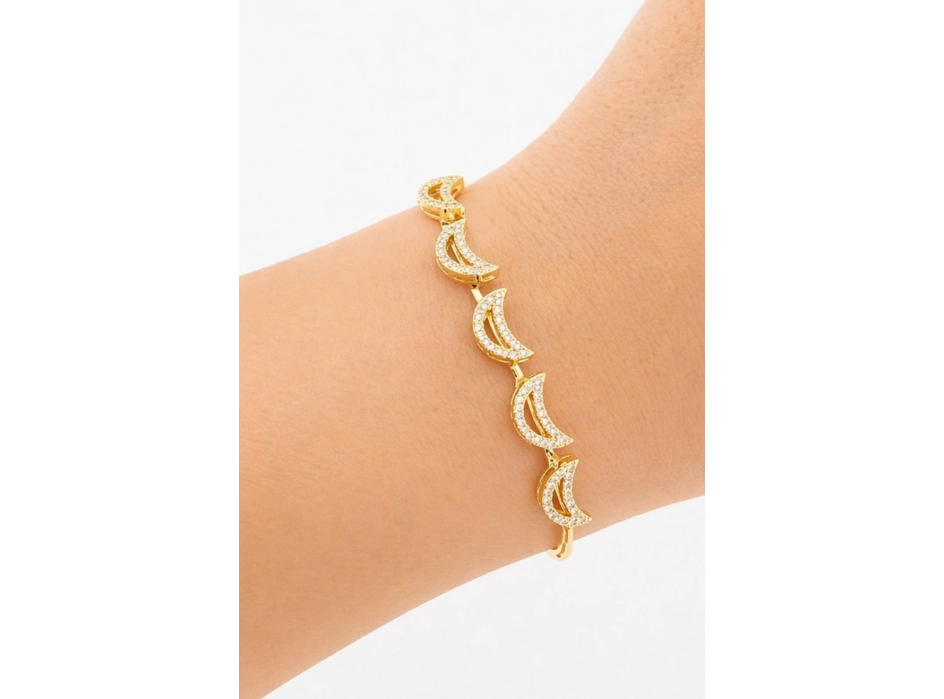 Altın Renk Ay Figürlü Kelepçe Bileklik