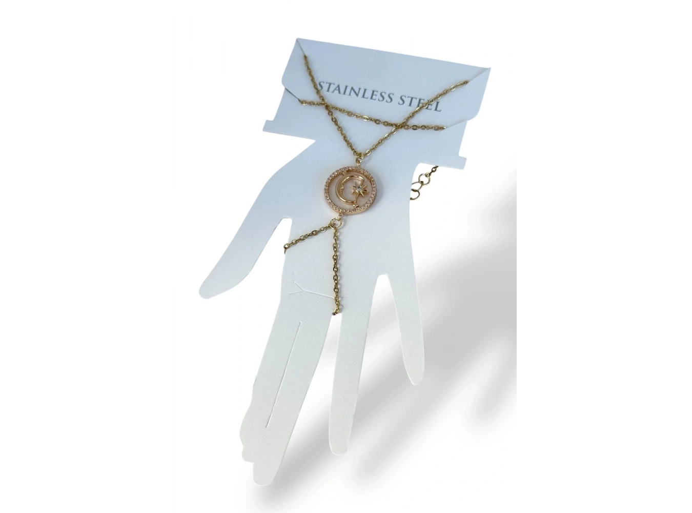 Altın Renk Ay Ve Yıldız Figürlü Taş Detaylı Çelik Şahmeran