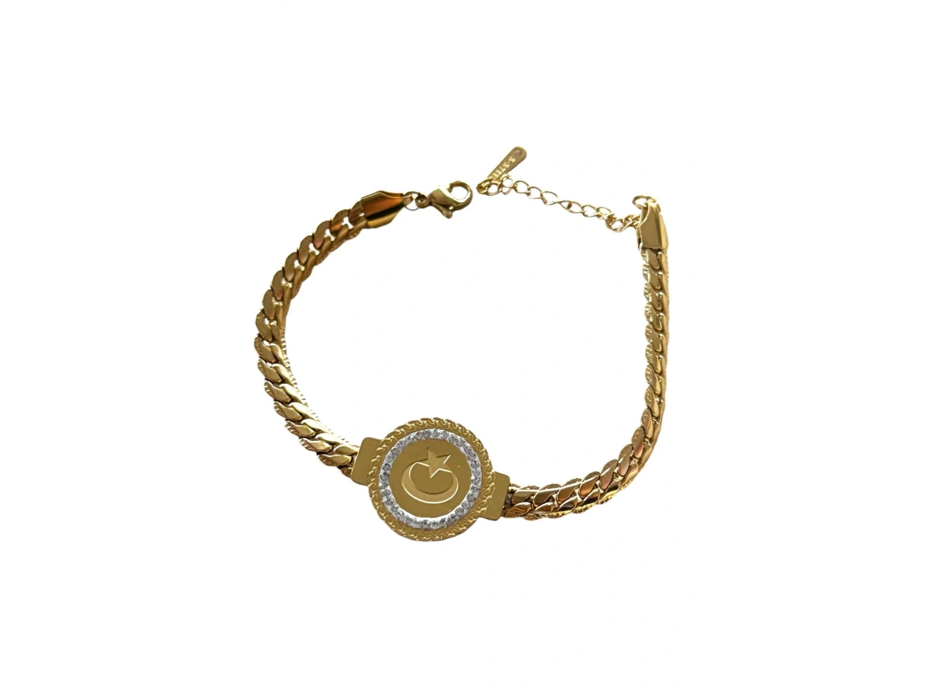 Altın Renk Ay Yıldız Figürlü Çelik Bileklik